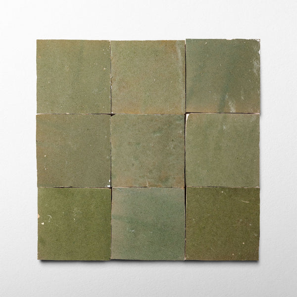 Handmade Moroccan Zellige 4x4 Moss Green Terracotta Tile | Cemento