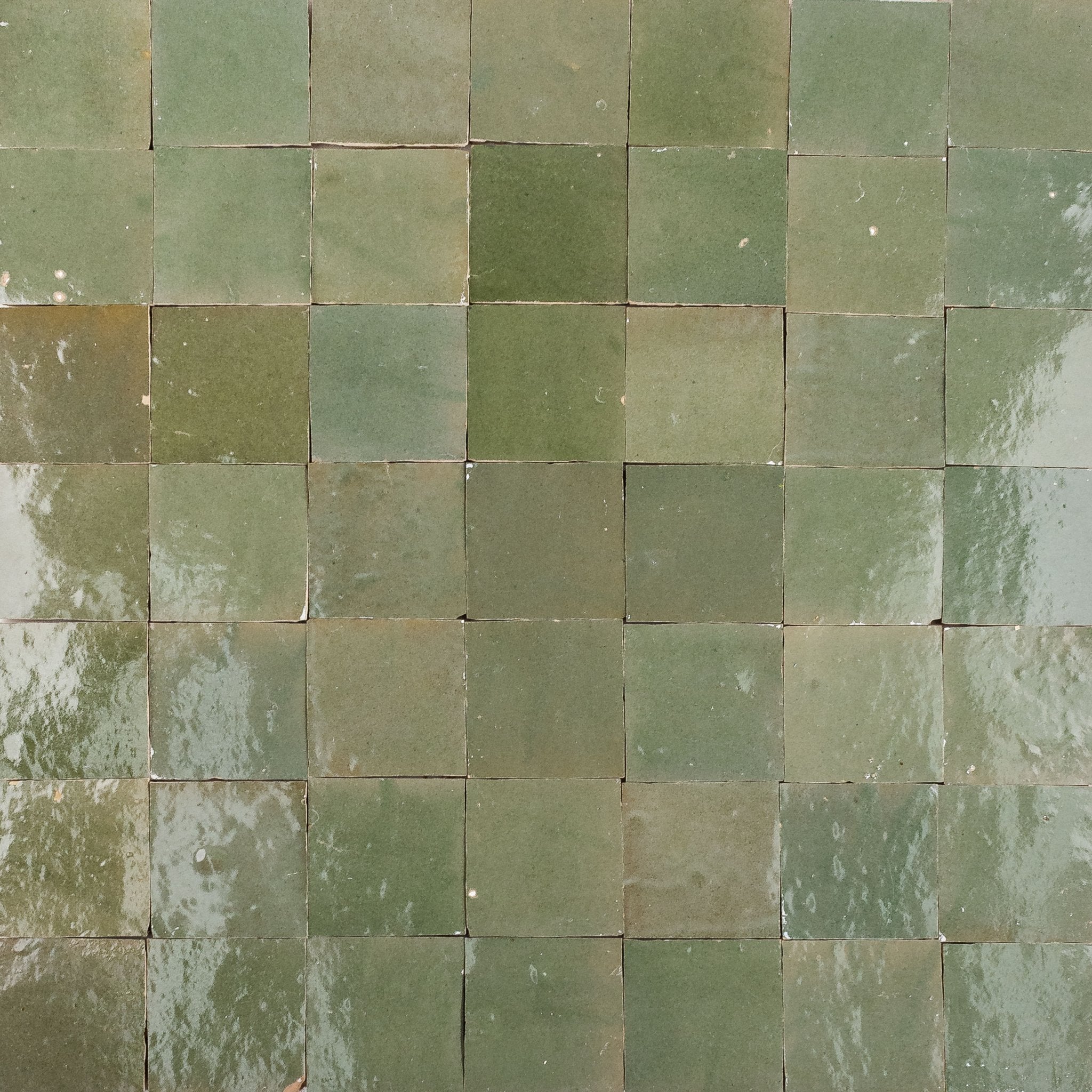 Handmade Moroccan Zellige 4x4 Moss Green Terracotta Tile - Cemento Collection