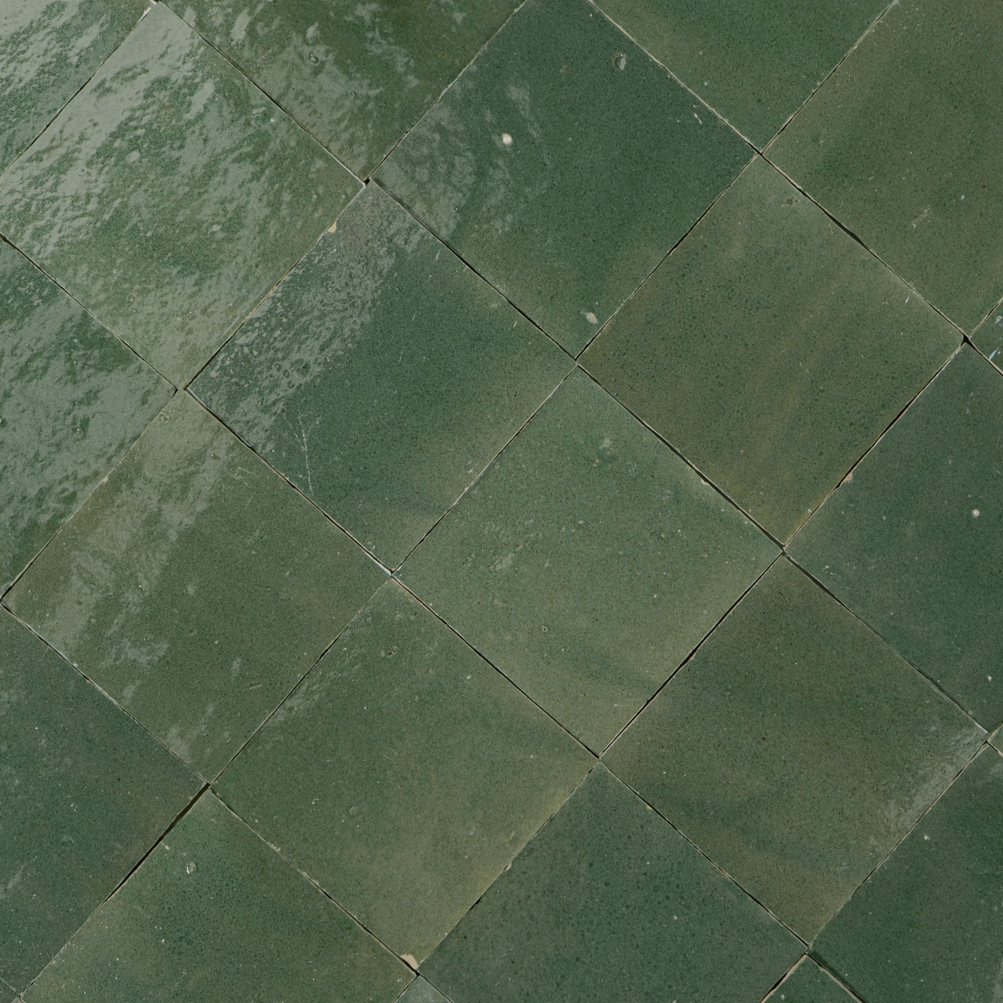 Handmade Moroccan Zellige 4x4 Moss Green Terracotta Tile | Cemento