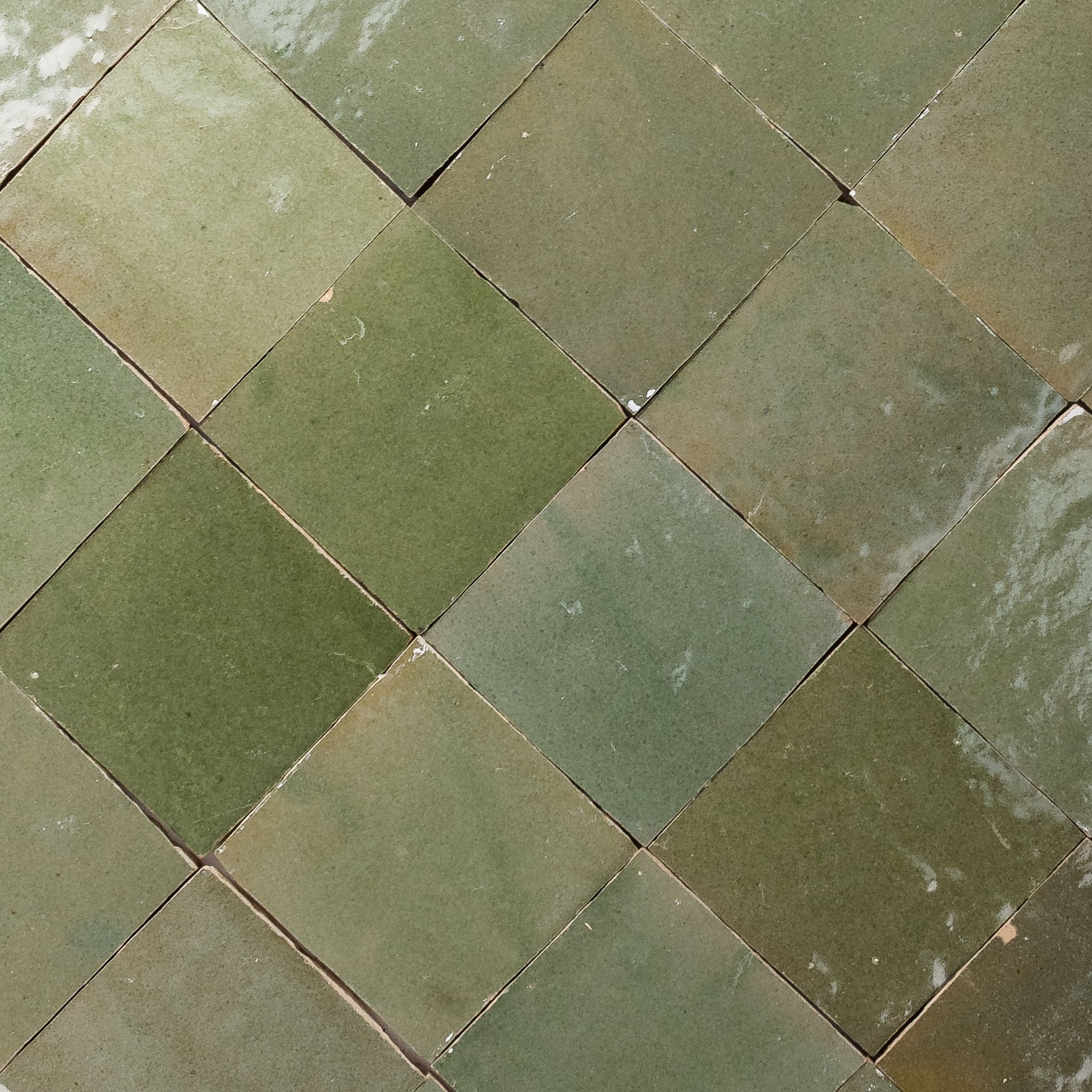 Handmade Moroccan Zellige 4x4 Moss Green Terracotta Tile | Cemento