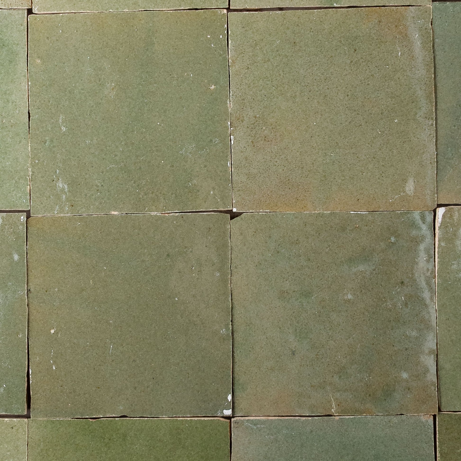 Handmade Moroccan Zellige 4x4 Moss Green Terracotta Tile - Cemento Collection