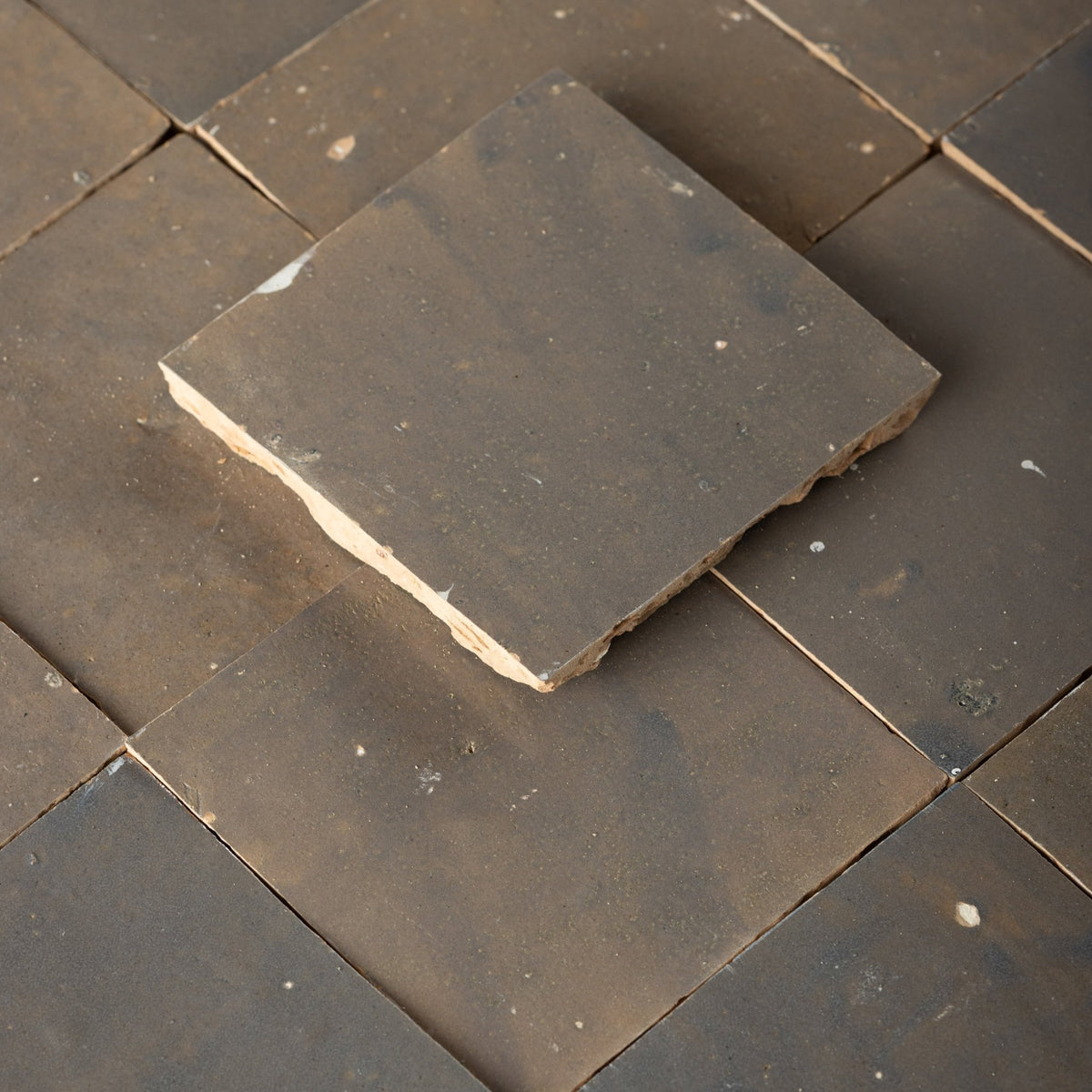 Handmade Moroccan Zellige 4x4 Muddy River Terracotta Tile (Batch 2) - Cemento Collection