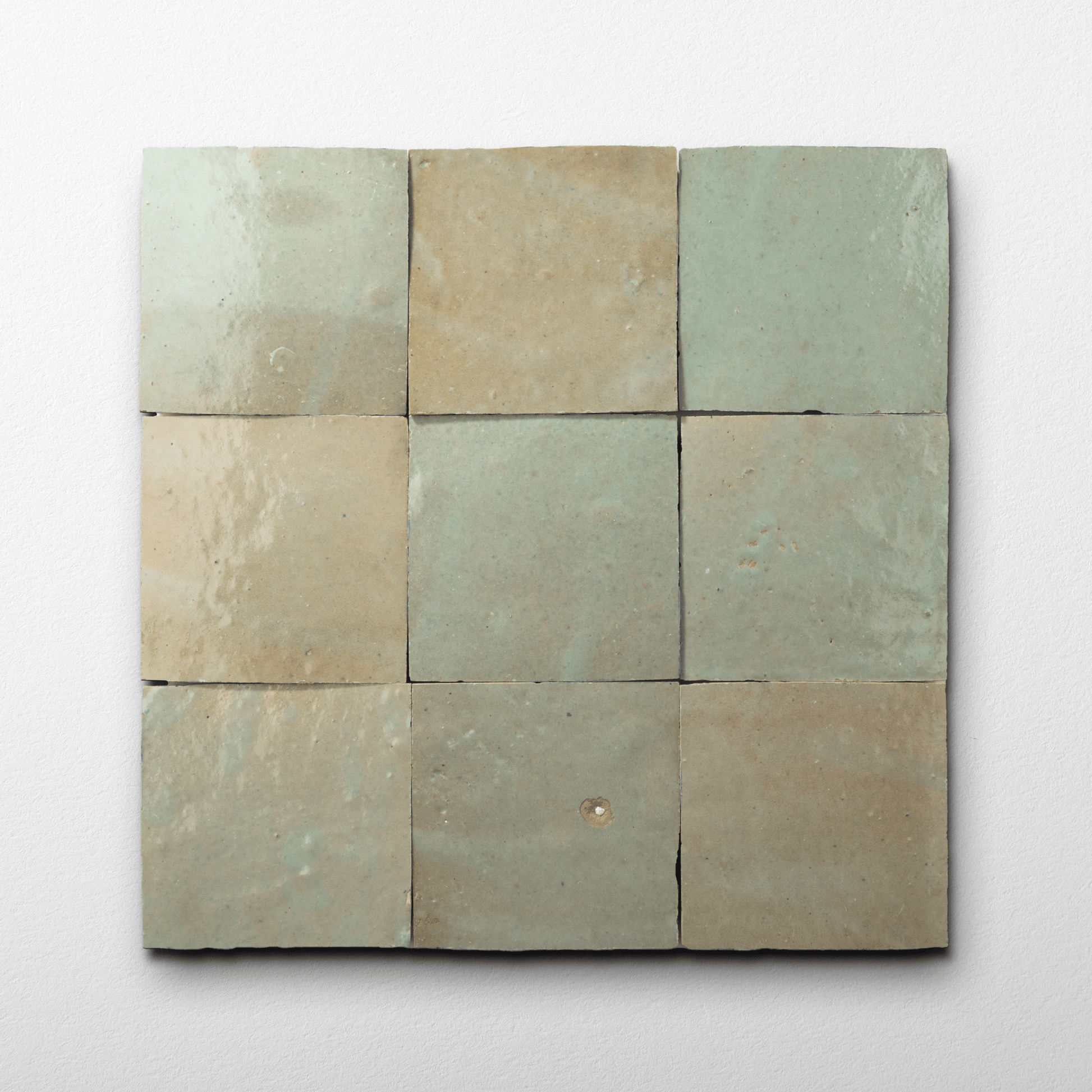 Handmade Moroccan Zellige 4x4 Pale Cucumber Terracotta Tile - Cemento Collection