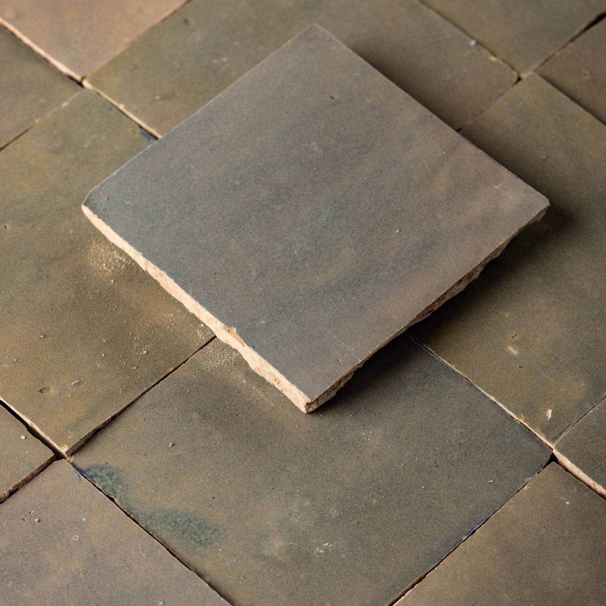 Handmade Moroccan Zellige 4x4 Rusty Pan Terracotta Tile - Cemento Collection