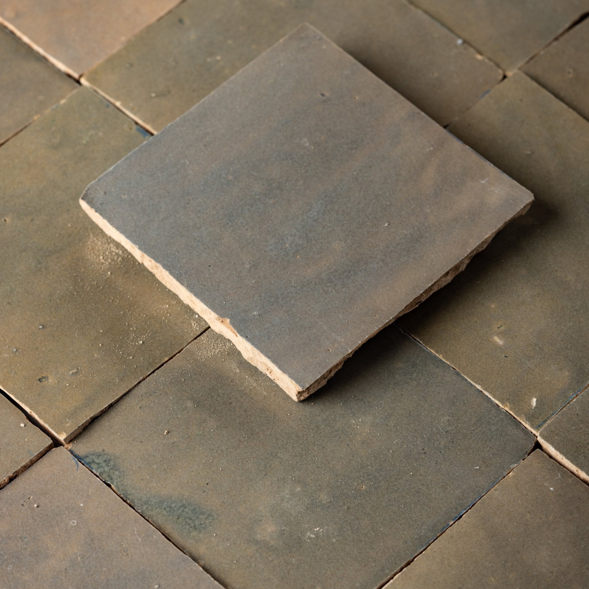 Handmade Moroccan Zellige 4x4 Rusty Pan Terracotta Tile - Cemento Collection
