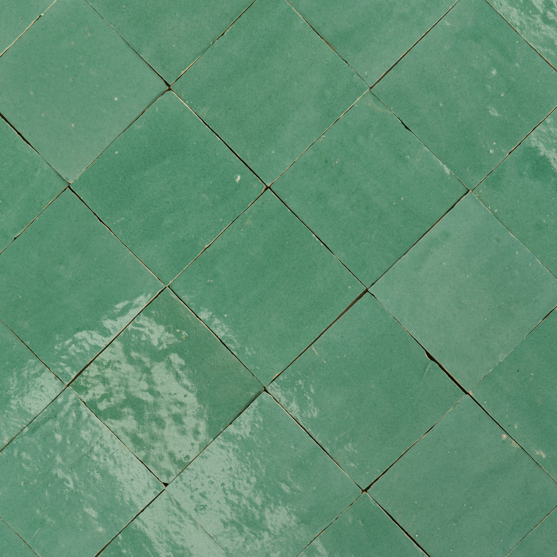 Handmade Moroccan Zellige 4x4 Santorini Green Terracotta Tile - Cemento Collection