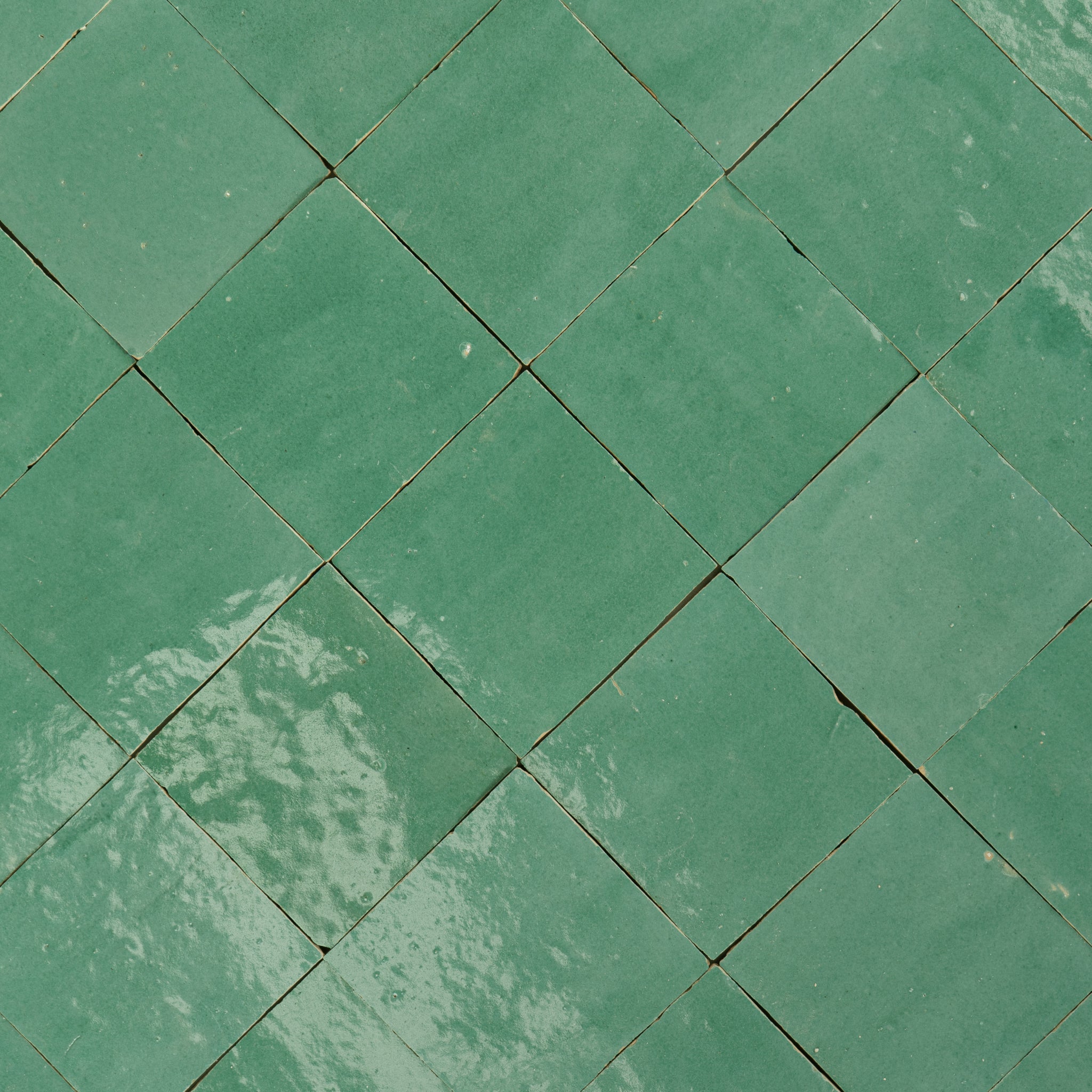 Handmade Moroccan Zellige 4x4 Santorini Green Terracotta Tile - Cemento Collection