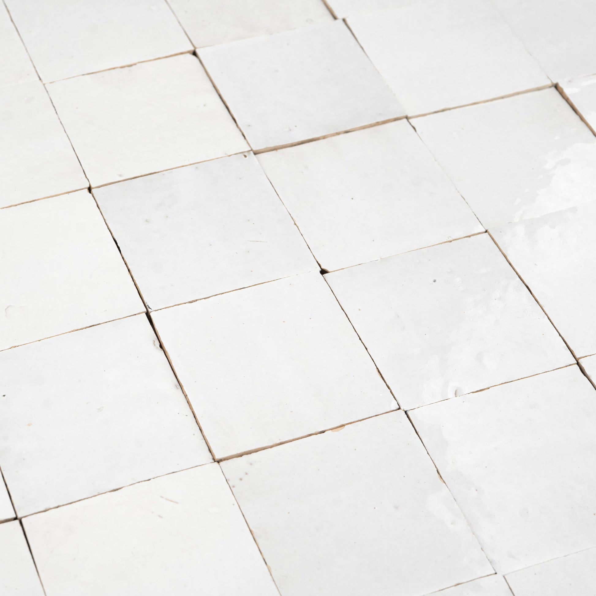 Handmade Moroccan Zellige 4x4 Snow White Terracotta Tile - Cemento Collection