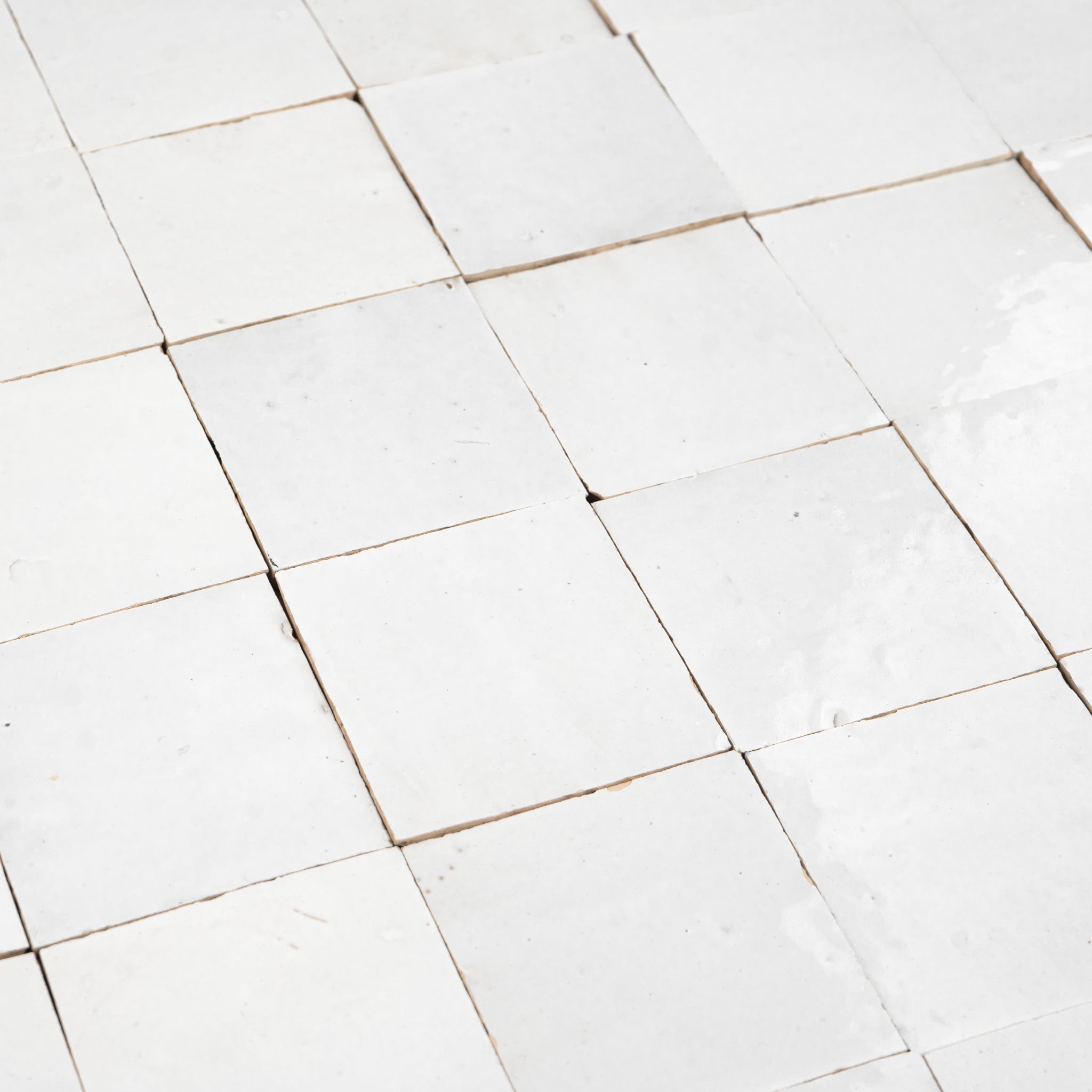 Handmade Moroccan Zellige 4x4 Snow White Terracotta Tile - Cemento Collection