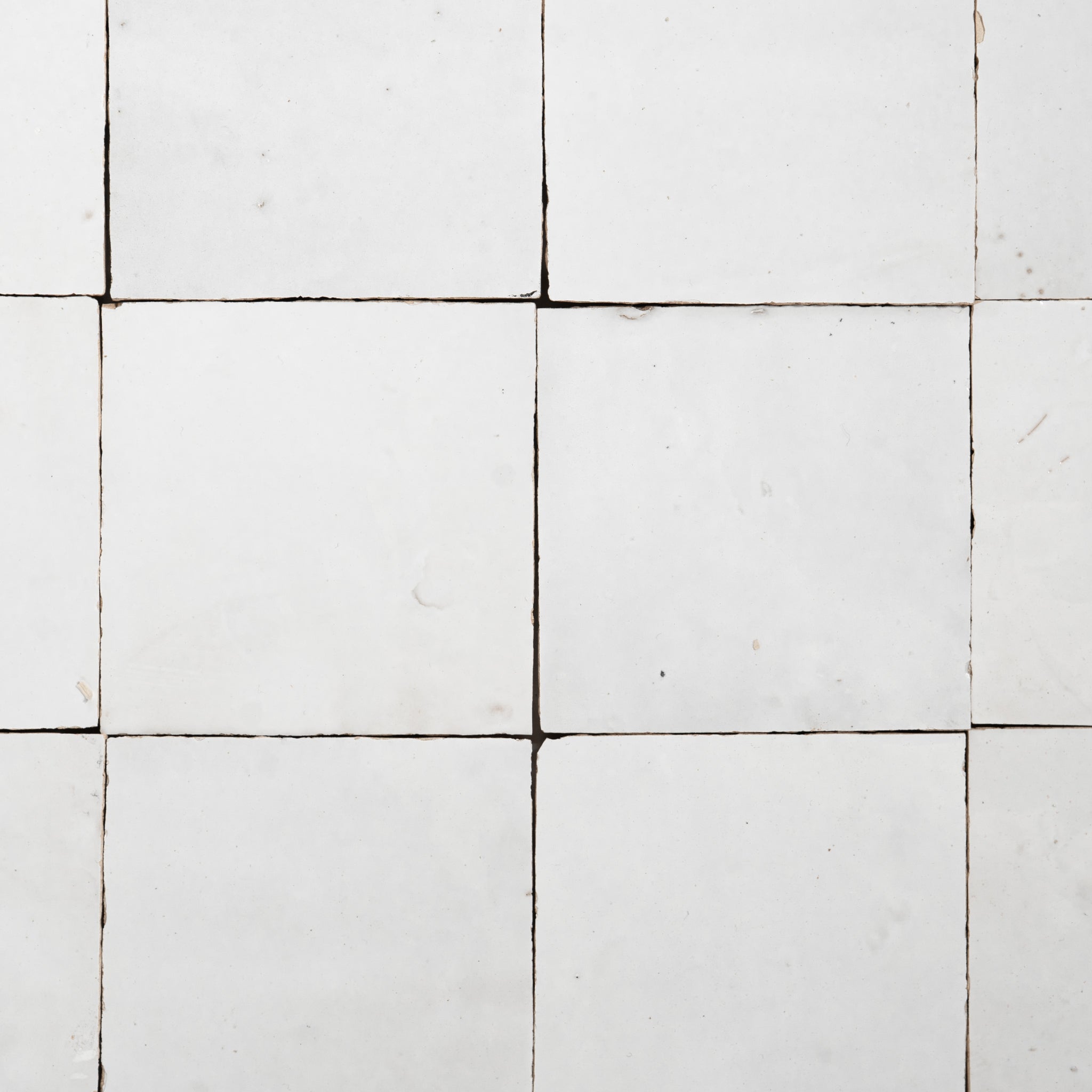 Handmade Moroccan Zellige 4x4 Snow White Terracotta Tile - Cemento Collection