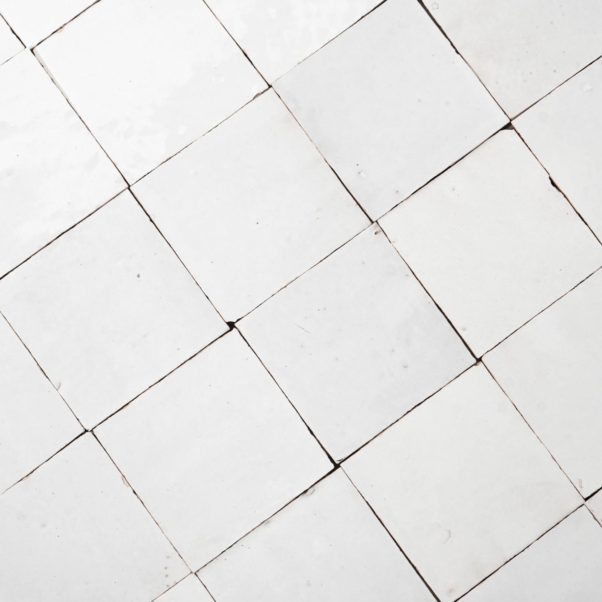 Handmade Moroccan Zellige 4x4 Snow White Terracotta Tile - Cemento Collection