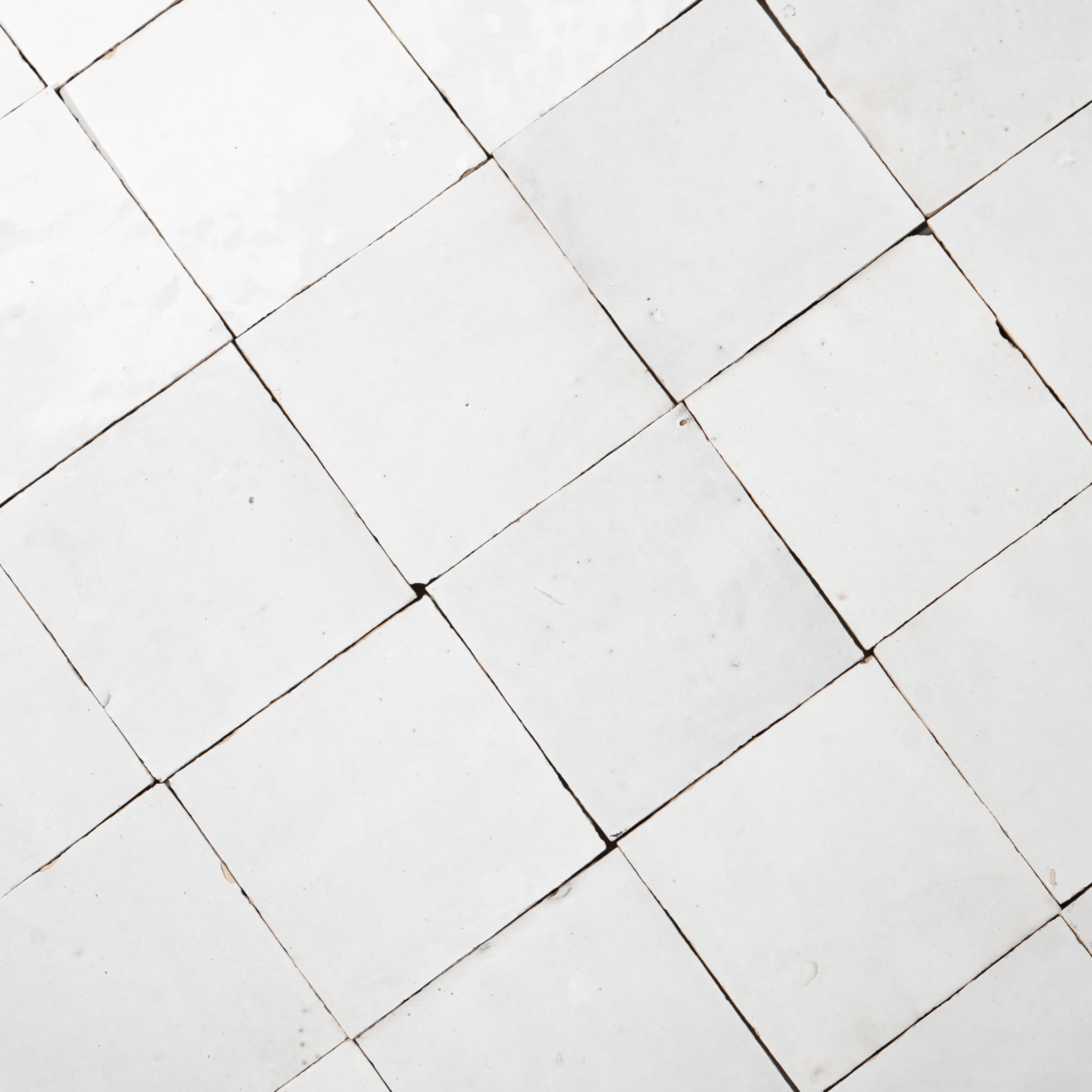 Handmade Moroccan Zellige 4x4 Snow White Terracotta Tile - Cemento Collection