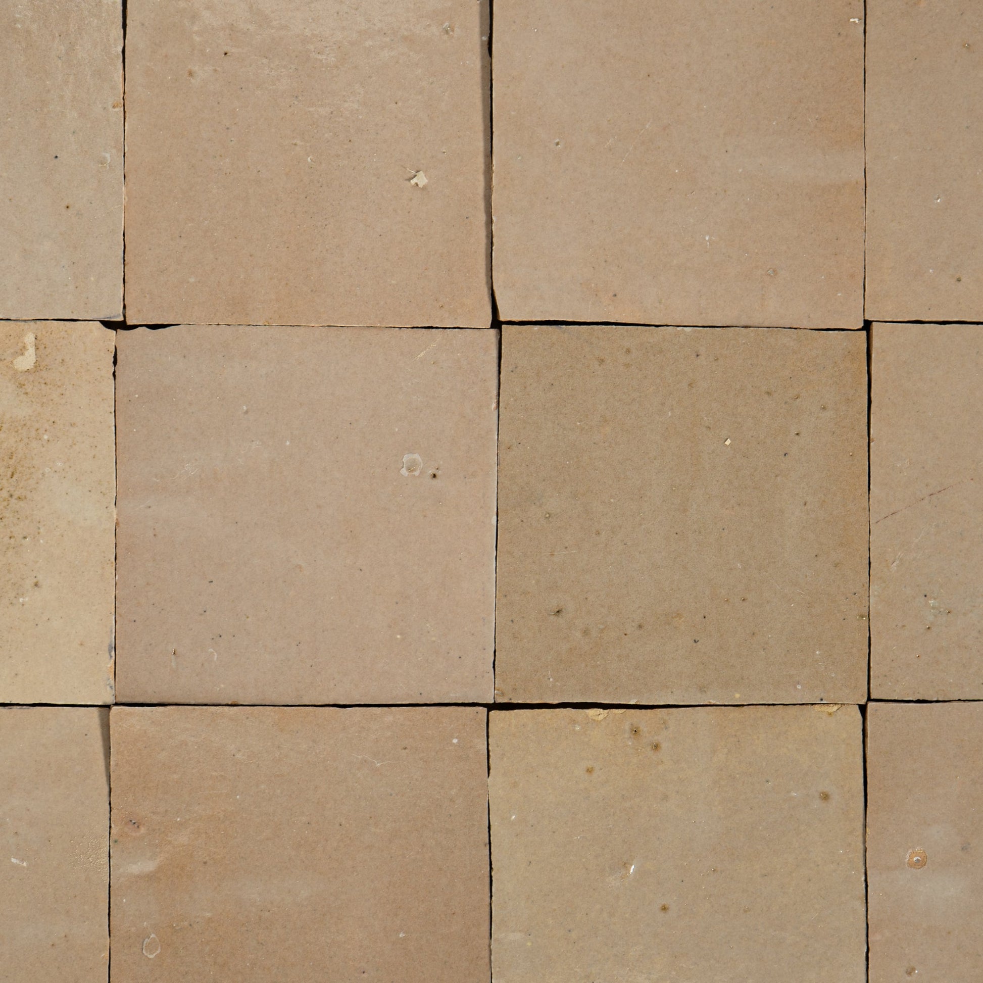 Handmade Moroccan Zellige 4x4 Tan Terracotta Tile - Cemento Collection
