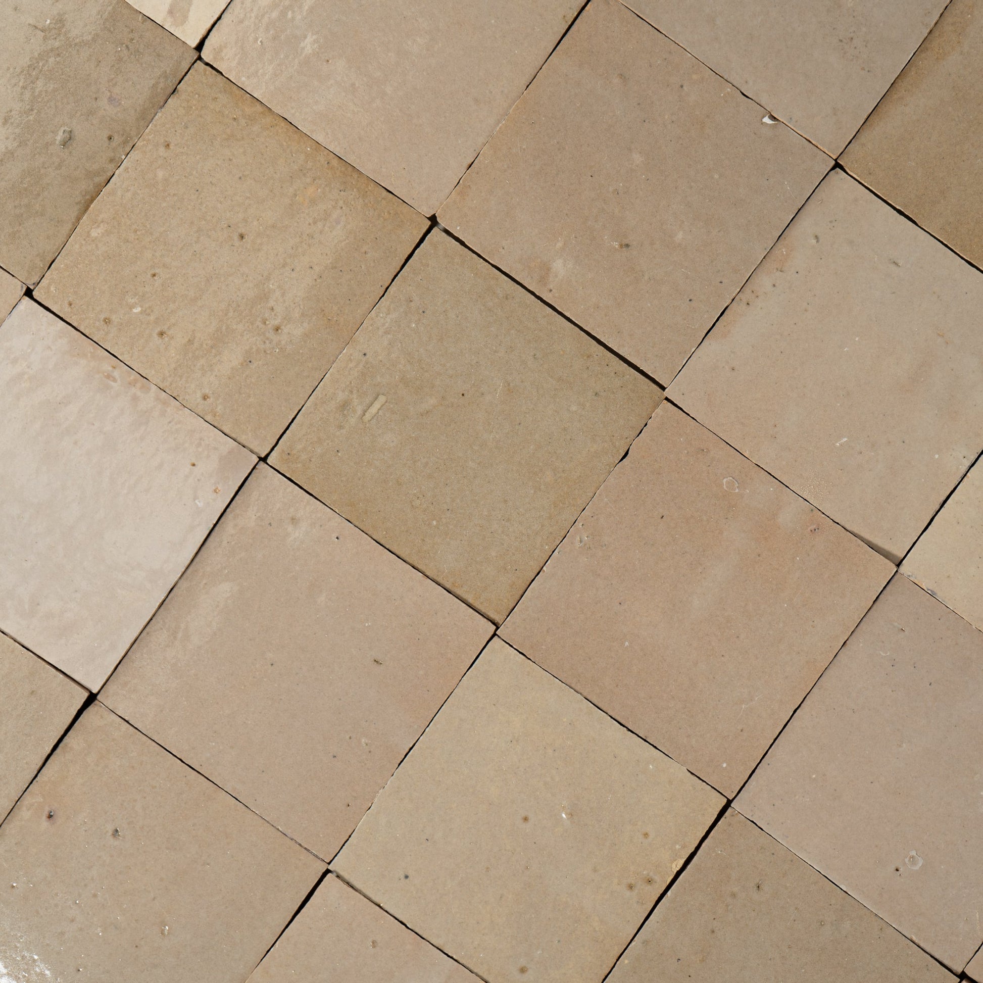 Handmade Moroccan Zellige 4x4 Tan Terracotta Tile - Cemento Collection