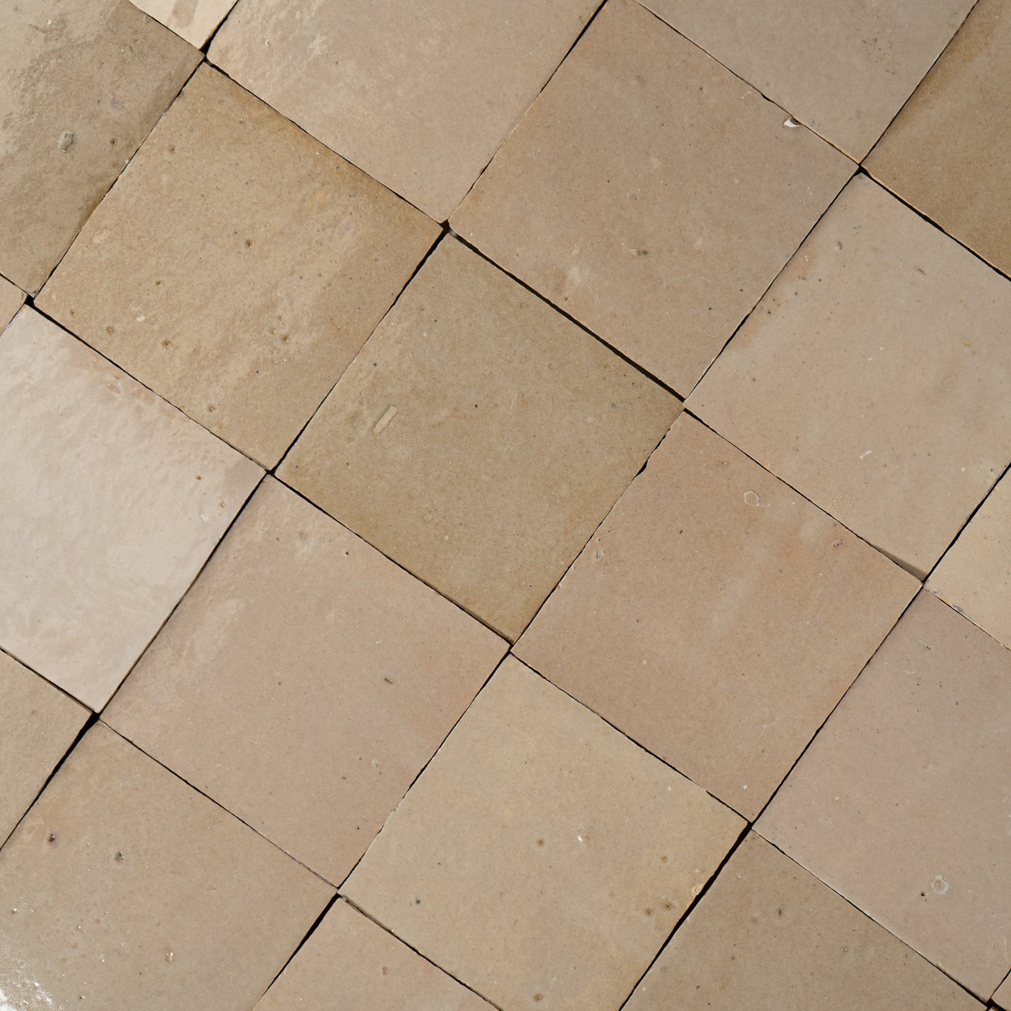 Handmade Moroccan Zellige 4x4 Tan Terracotta Tile - Cemento Collection