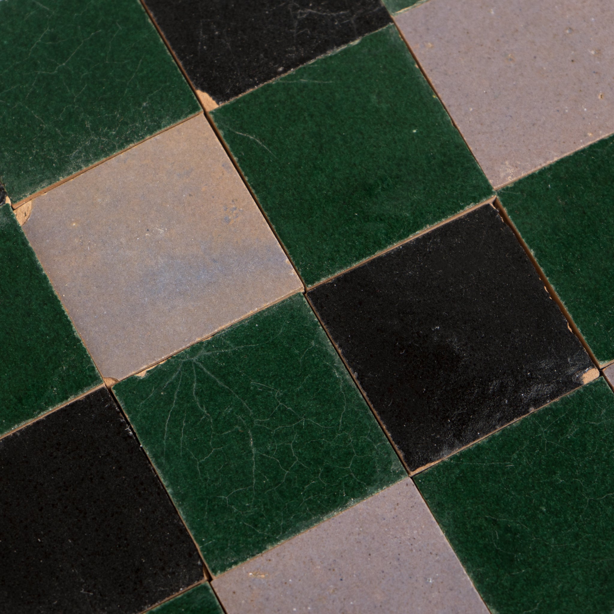 Handmade Moroccan Zellige Deep Forest | 2x2 Plaid Mosaic Tile