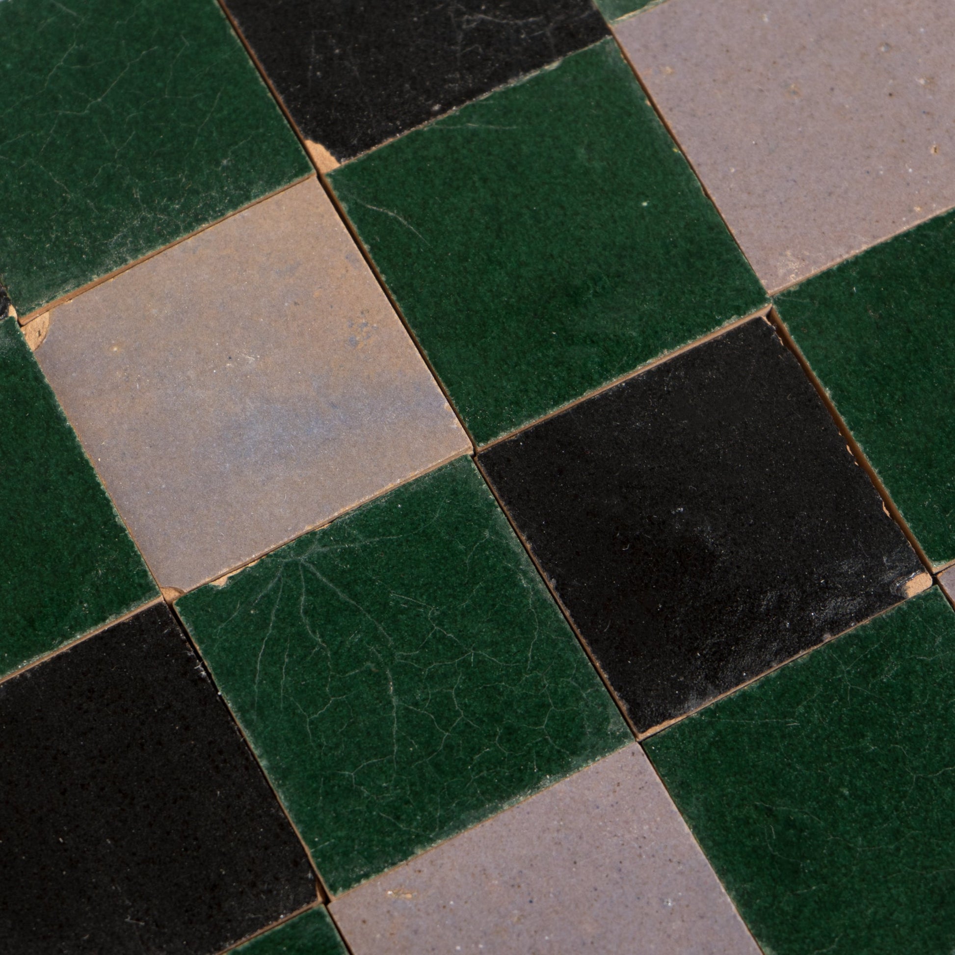 Handmade Moroccan Zellige Deep Forest | 2x2 Plaid Mosaic Tile - Cemento Collection