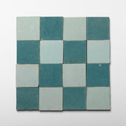 Handmade Moroccan Zellige Lagoon Blue | 2x2 Checker Mosaic Tile - Cemento Collection