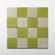 Handmade Moroccan Zellige Lime Ash | 2x2 Checker Mosaic Tile - Cemento Collection