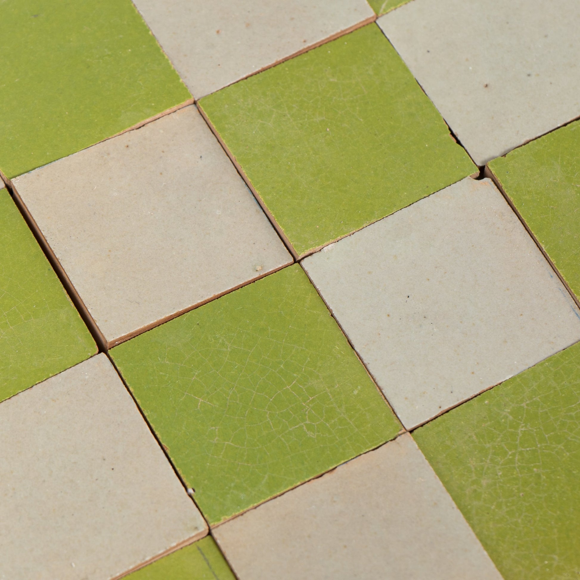 Handmade Moroccan Zellige Lime Ash | 2x2 Checker Mosaic Tile - Cemento Collection