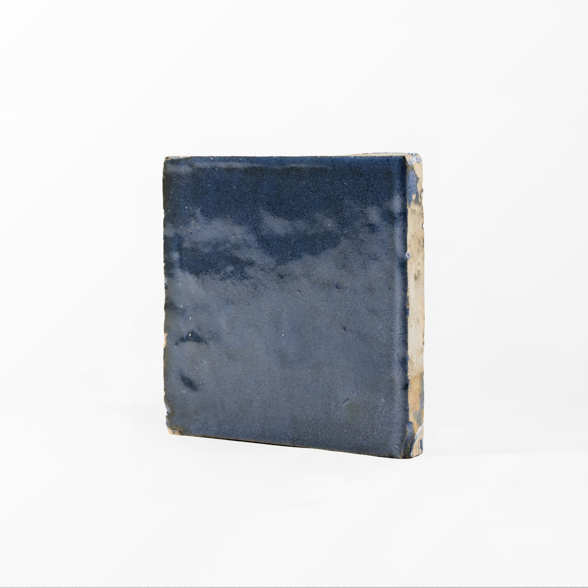Handmade Moroccan Zellige Off White & Indigo Blue | 5x5 Checker Mosaic Loose Tile - Cemento Collection