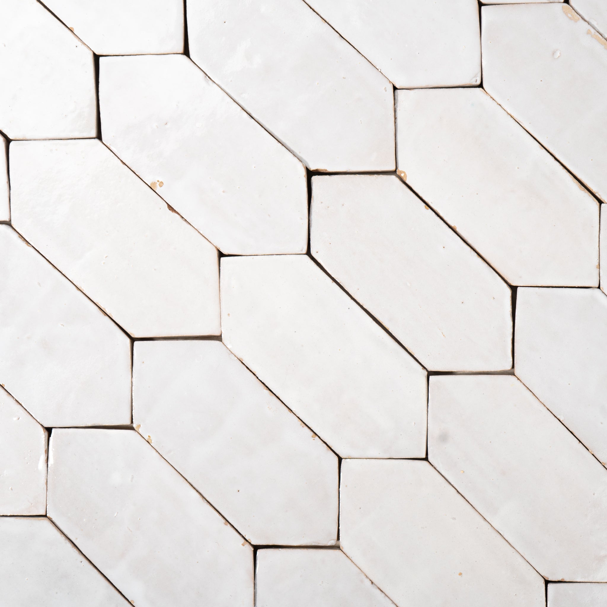 Handmade Moroccan Zellige Picket Off White Terracotta Tile