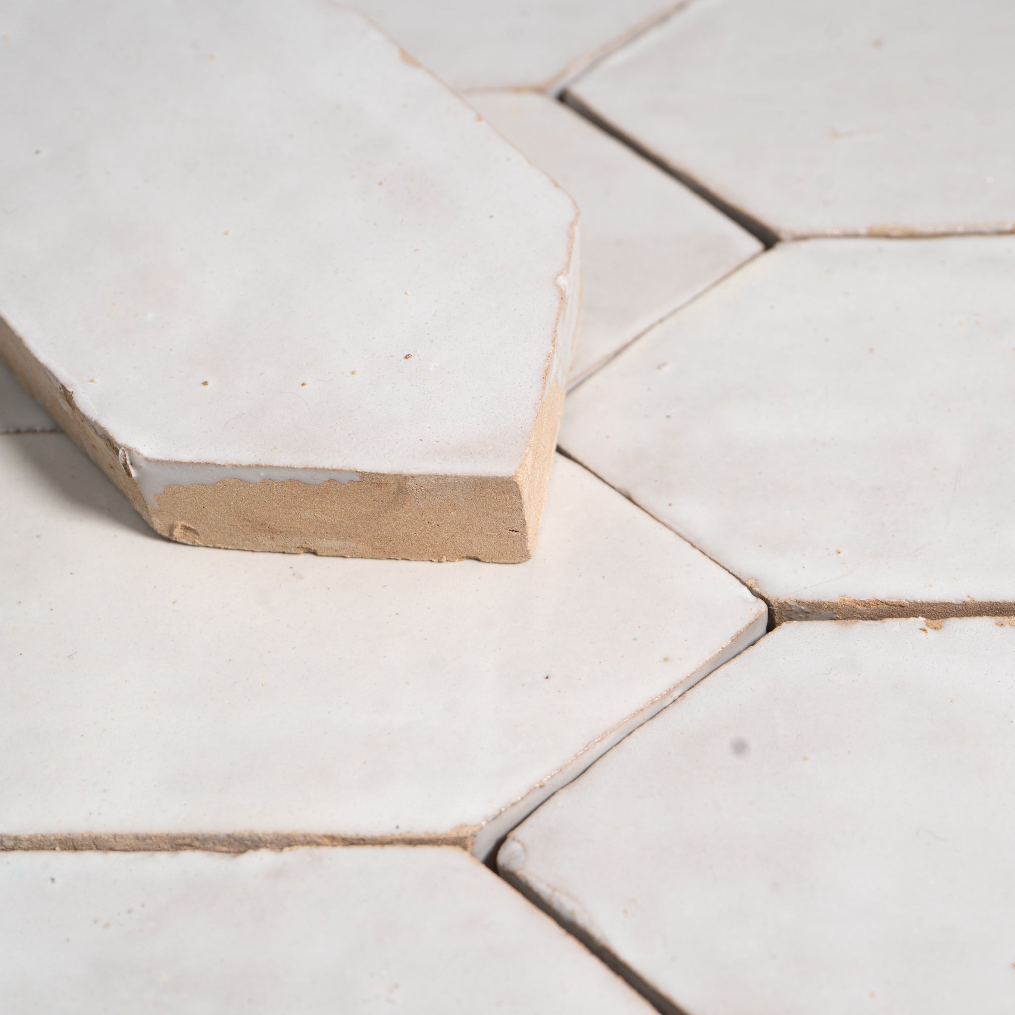 Handmade Moroccan Zellige Picket Off White Terracotta Tile