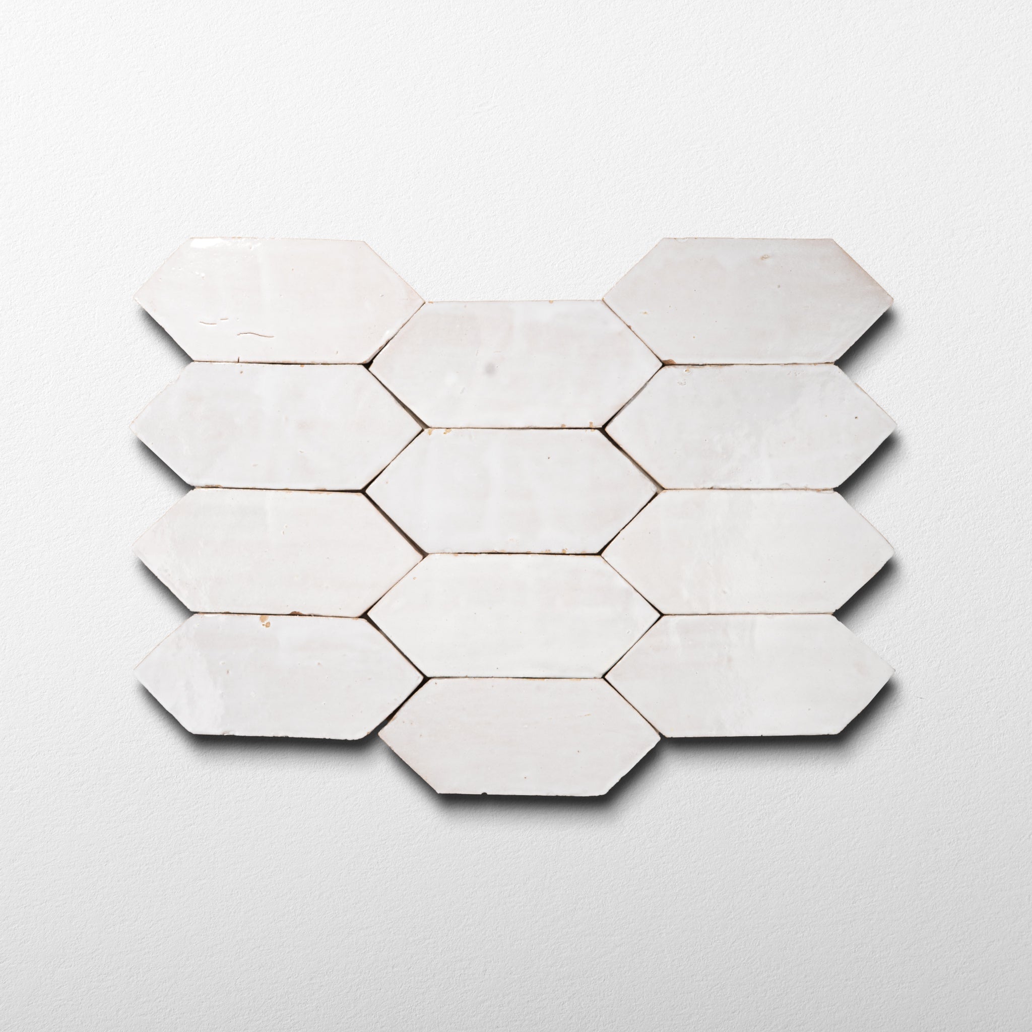 Handmade Moroccan Zellige Picket Off White Terracotta Tile