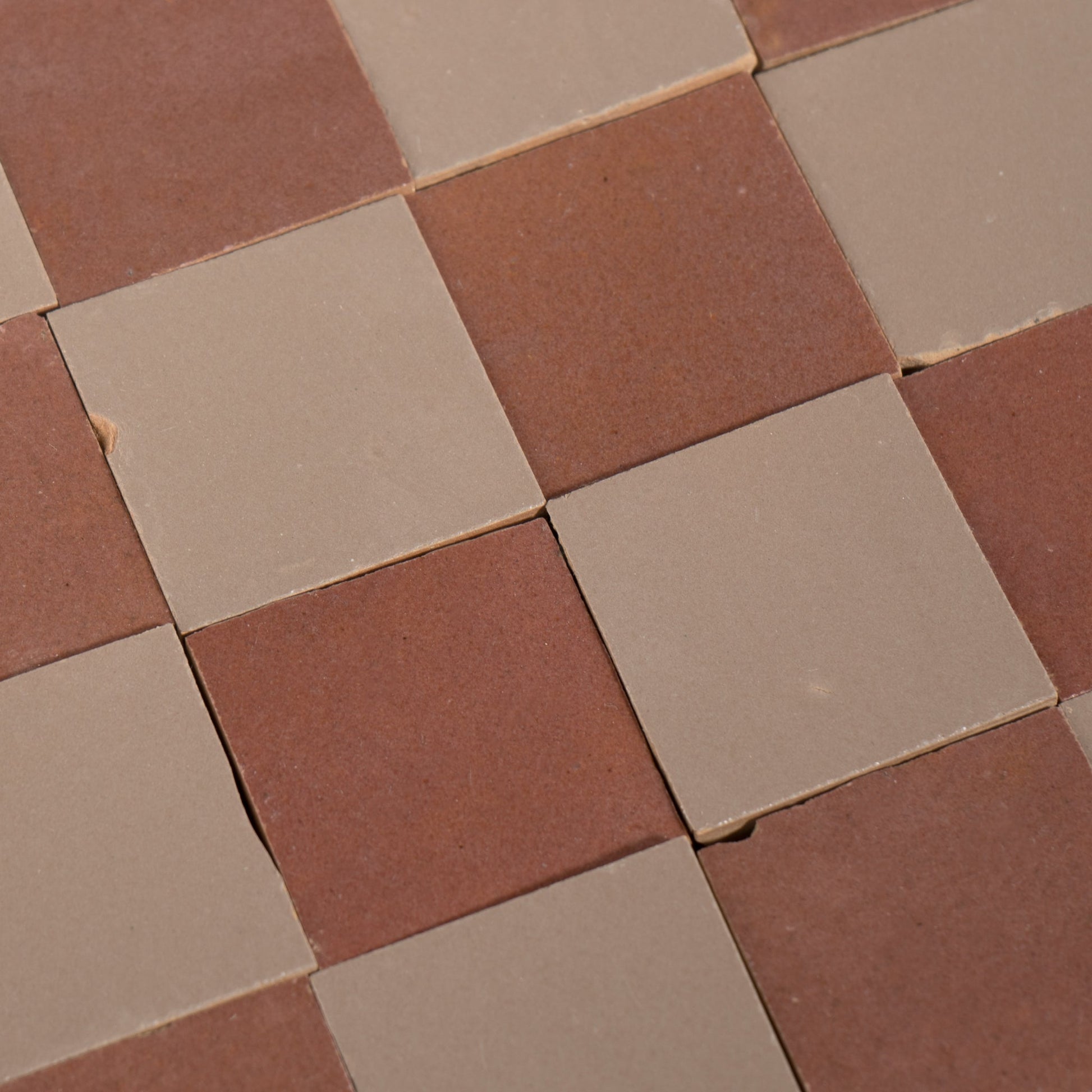 Handmade Moroccan Zellige Rust Clay | 2x2 Checker Mosaic Tile - Cemento Collection