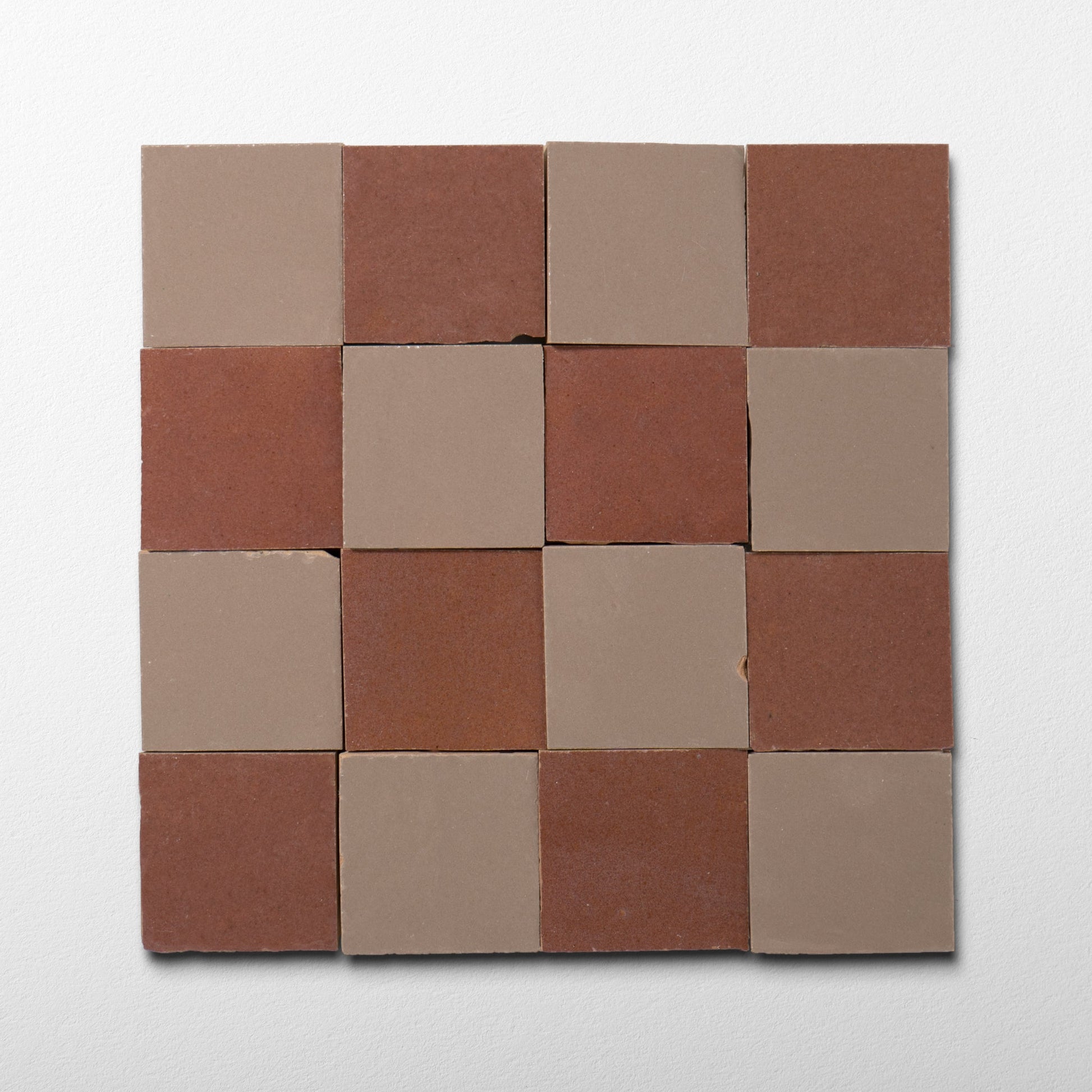 Handmade Moroccan Zellige Rust Clay | 2x2 Checker Mosaic Tile - Cemento Collection