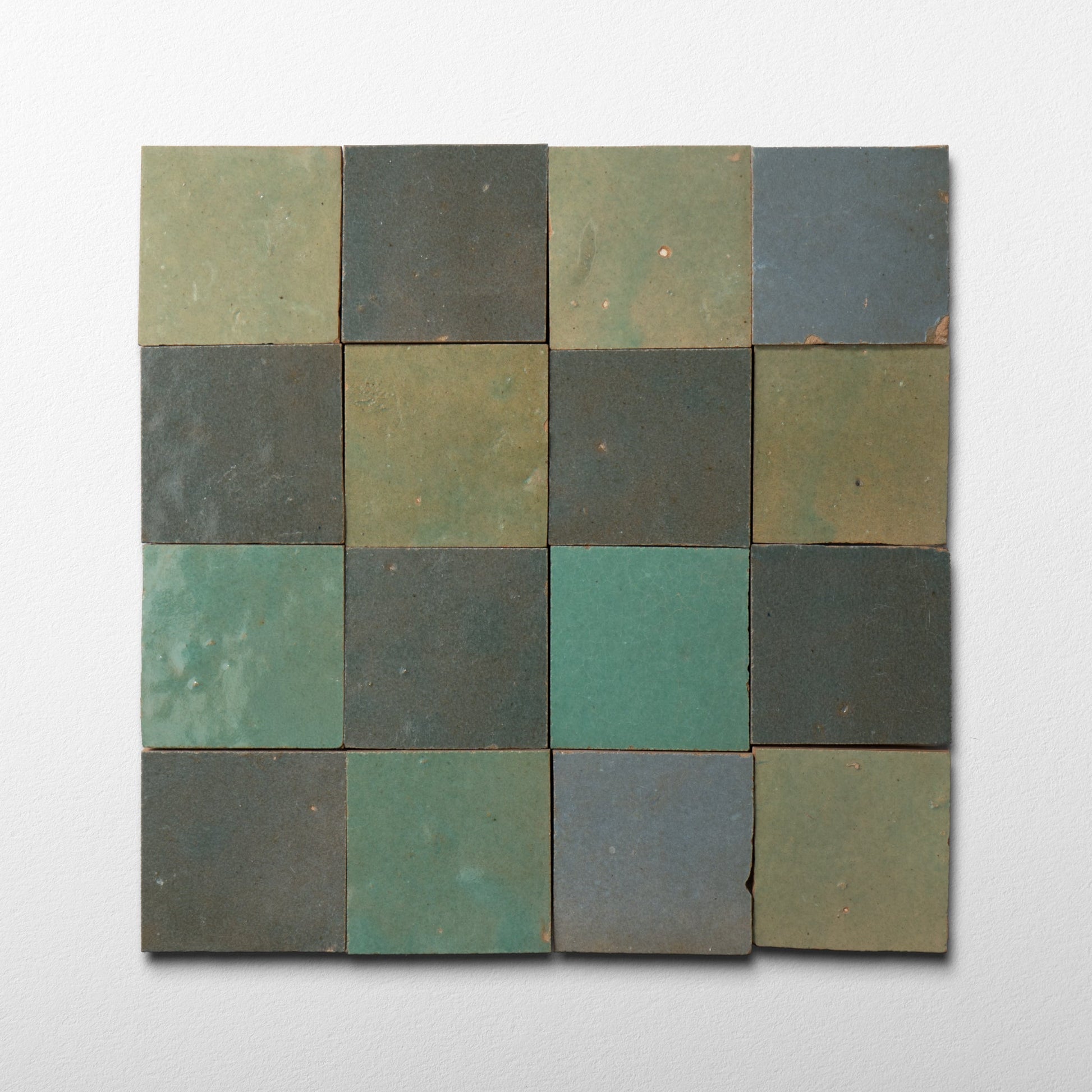Handmade Moroccan Zellige Stone Moss | 2x2 Checker Mosaic Tile - Cemento Collection