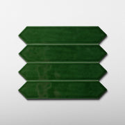 Handmade Picket 2x10 Emerald Green Glossy Undulated Subway Tile
