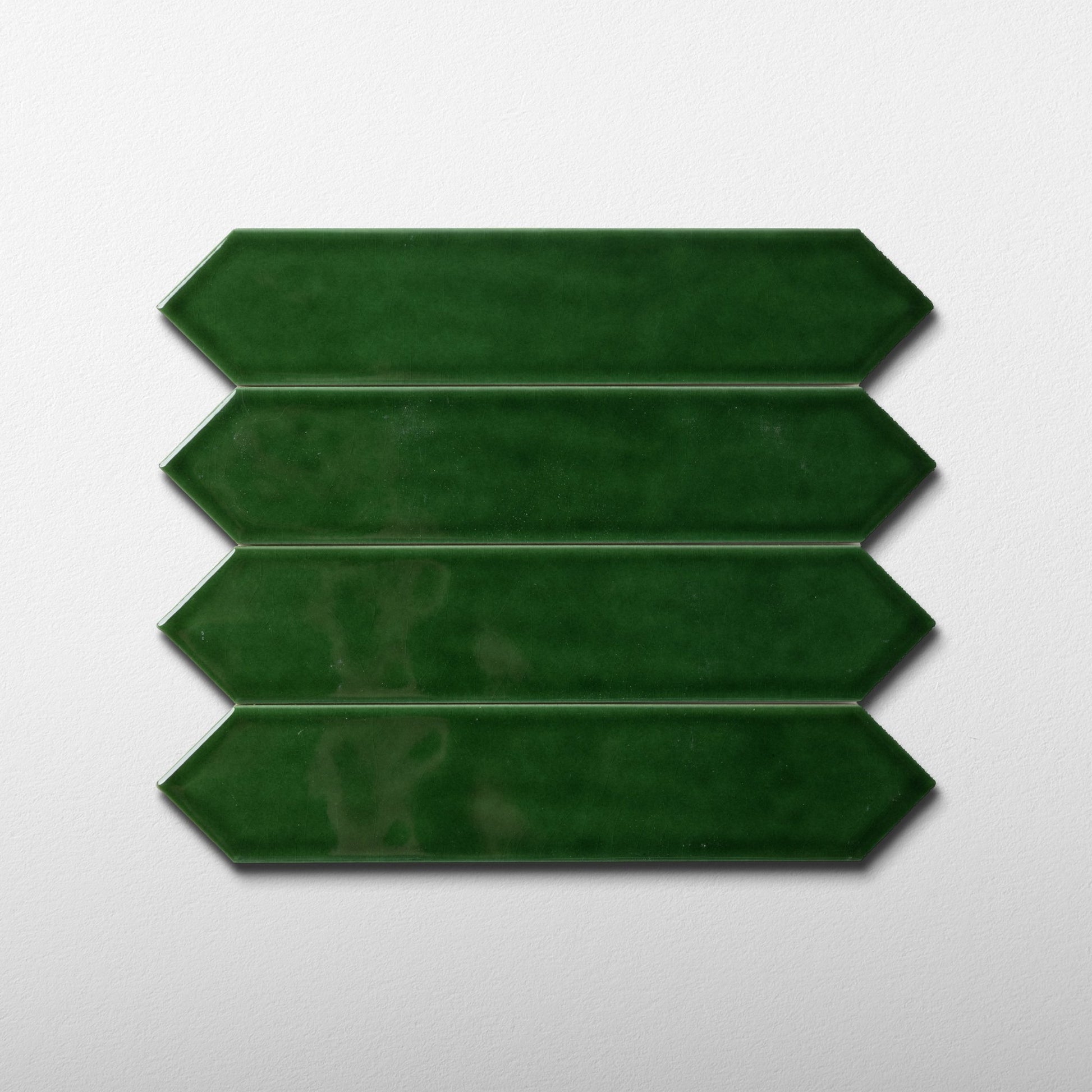 Handmade Picket 2x10 Emerald Green Glossy Undulated Subway Tile