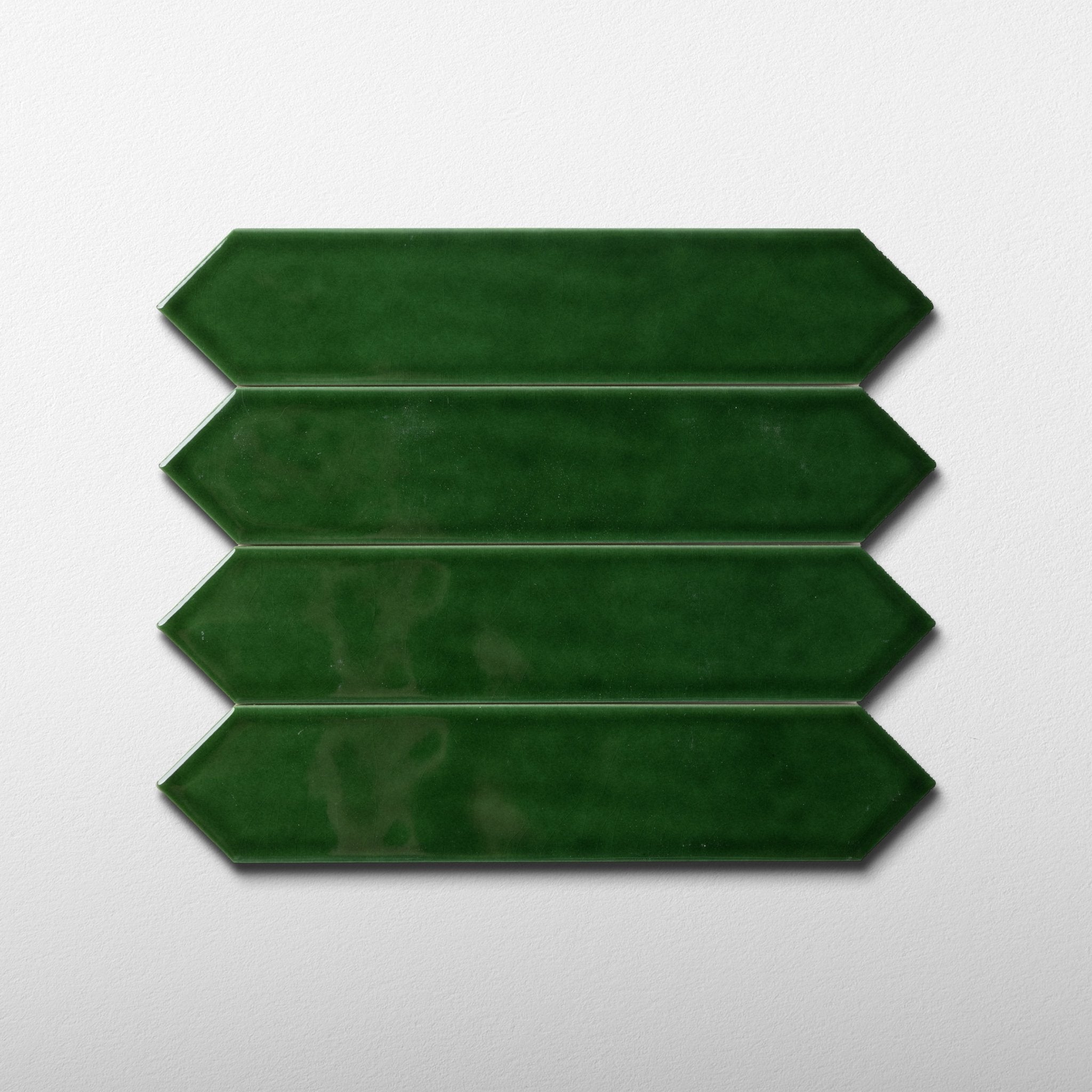 Handmade Picket 2x10 Emerald Green Glossy Undulated Subway Tile