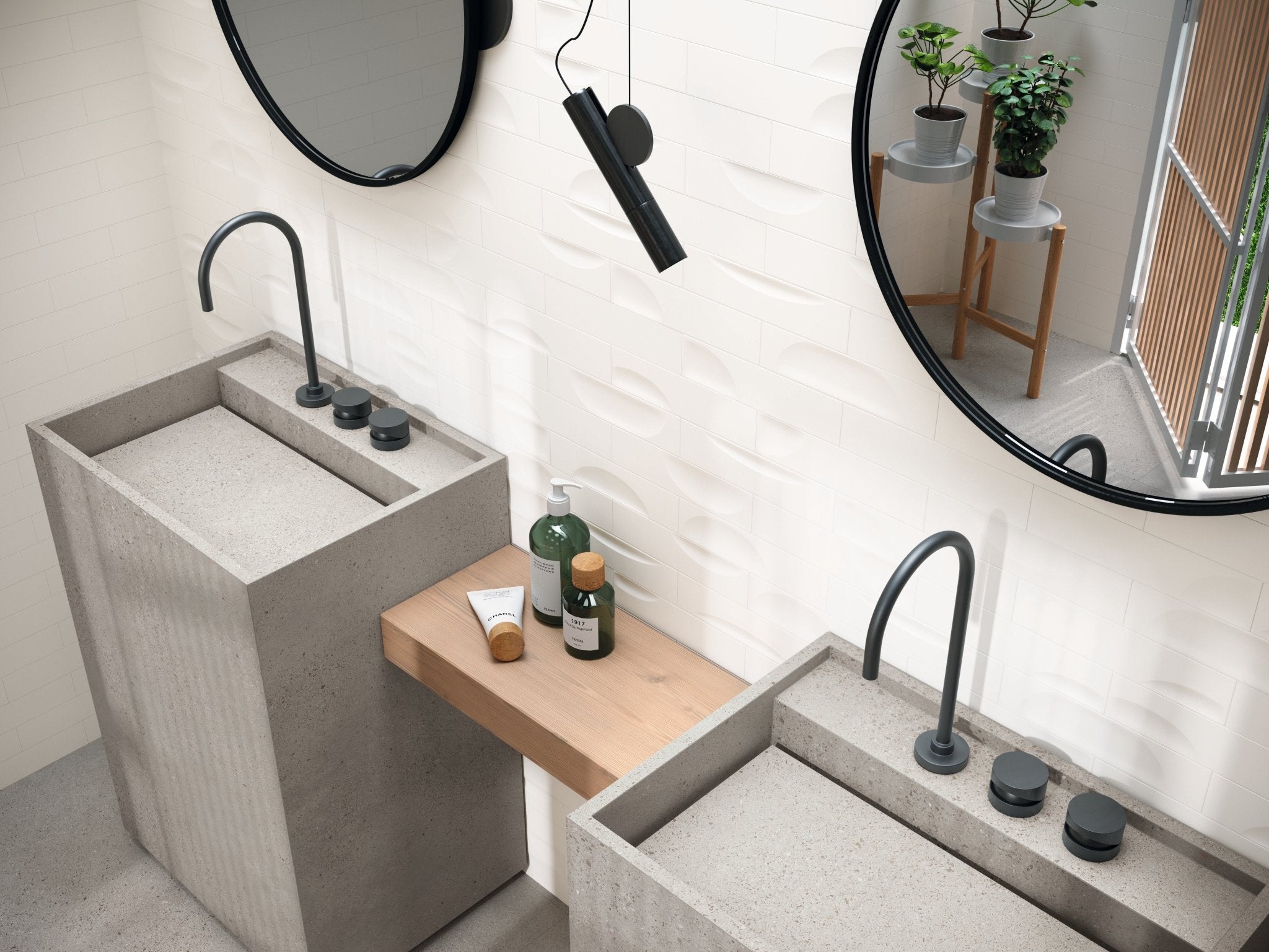 Hoop Straight 2.5x10 Cloud Pearl Ceramic Tile - Cemento Collection