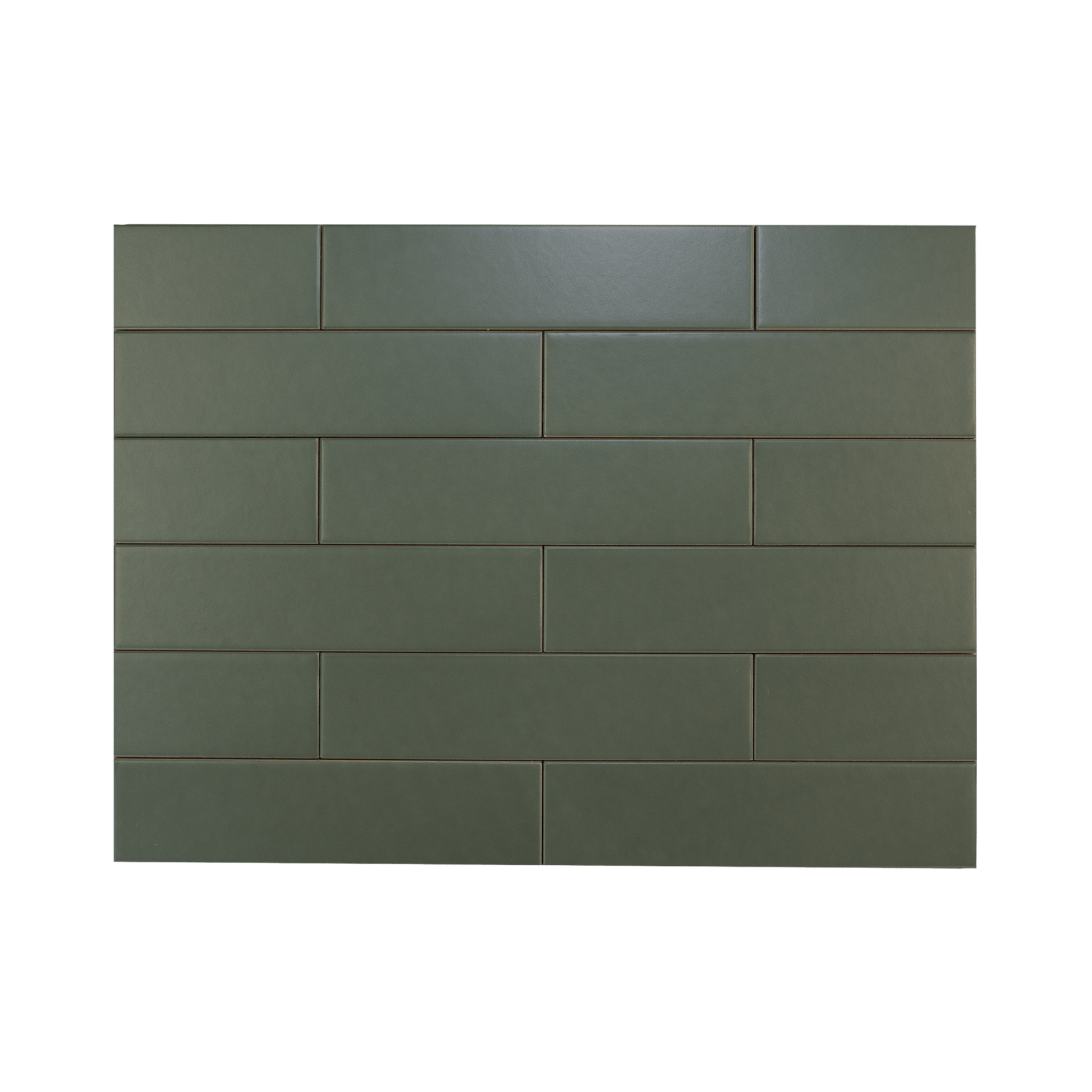 Hoop Straight 2.5x10 Silence Green Ceramic Tile - Cemento Collection