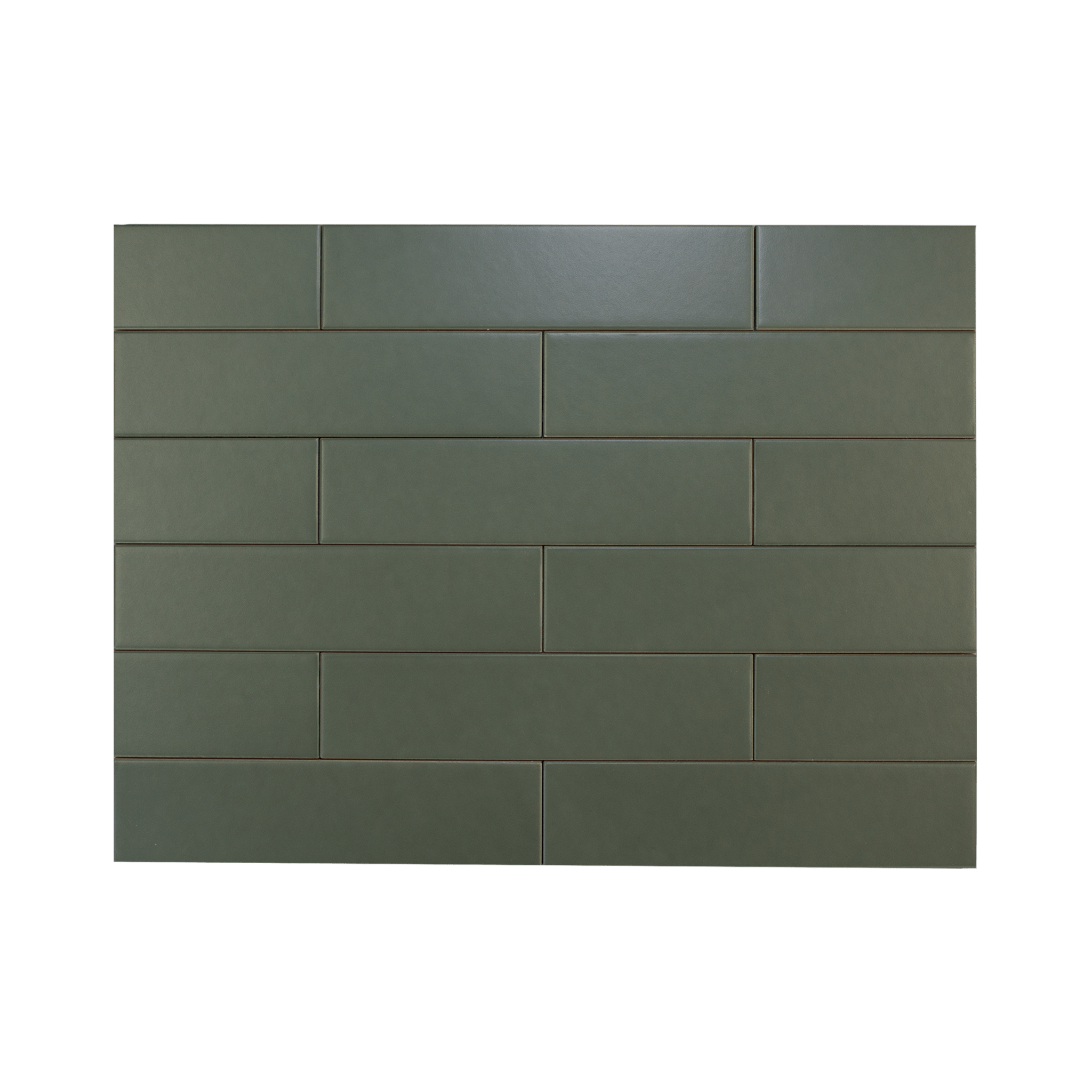 Hoop Straight 2.5x10 Silence Green Ceramic Tile - Cemento Collection