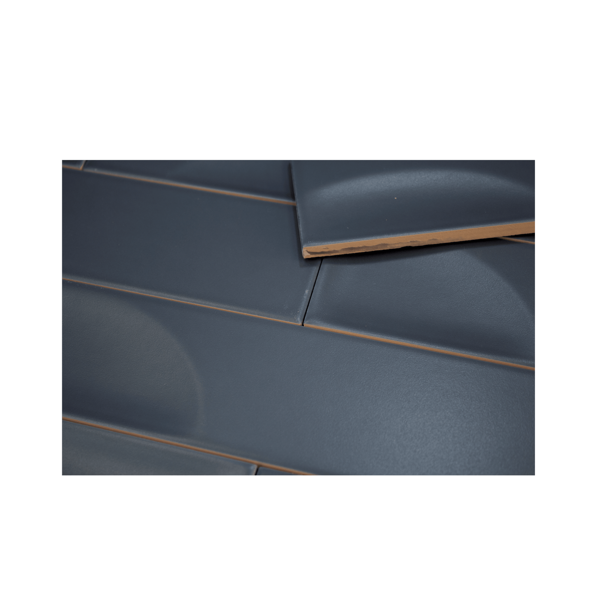Hoop Wave 2.5x10 Deep Blue Ceramic Tile - Cemento Collection