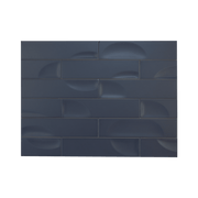 Hoop Wave 2.5x10 Deep Blue Ceramic Tile - Cemento Collection