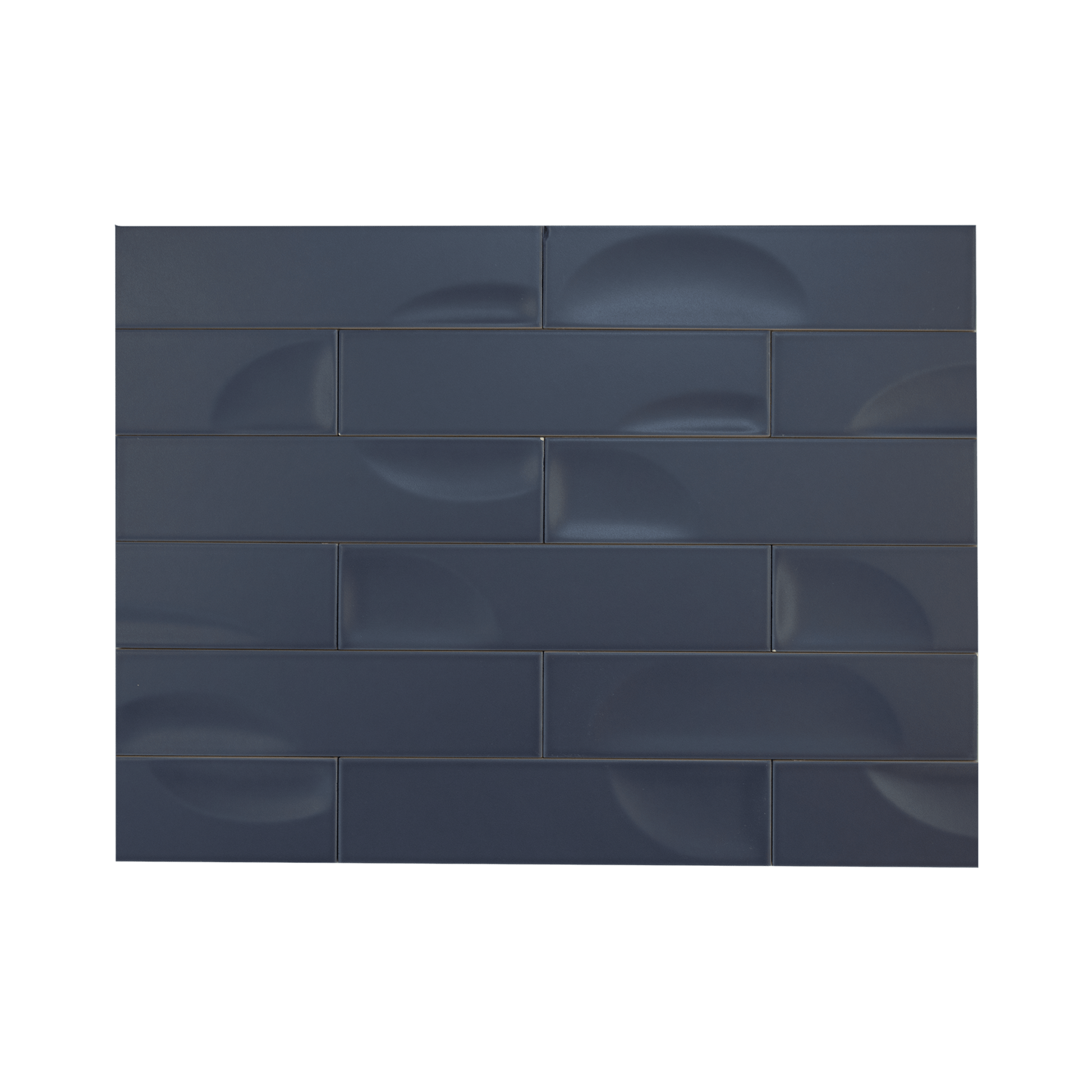 Hoop Wave 2.5x10 Deep Blue Ceramic Tile - Cemento Collection