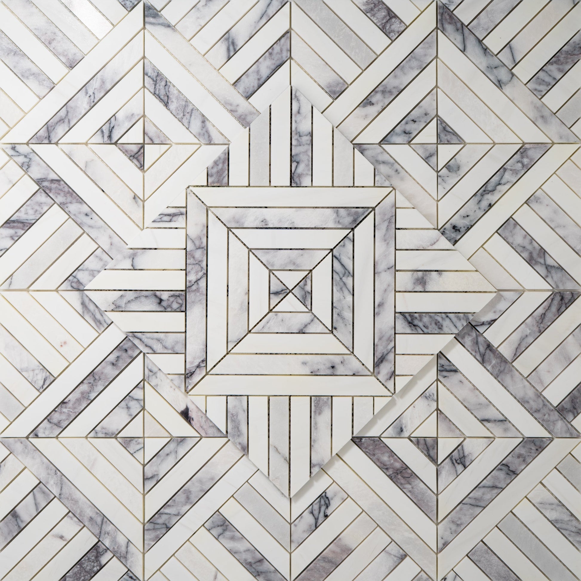 Geometric marble tile pattern with interlocking shapes