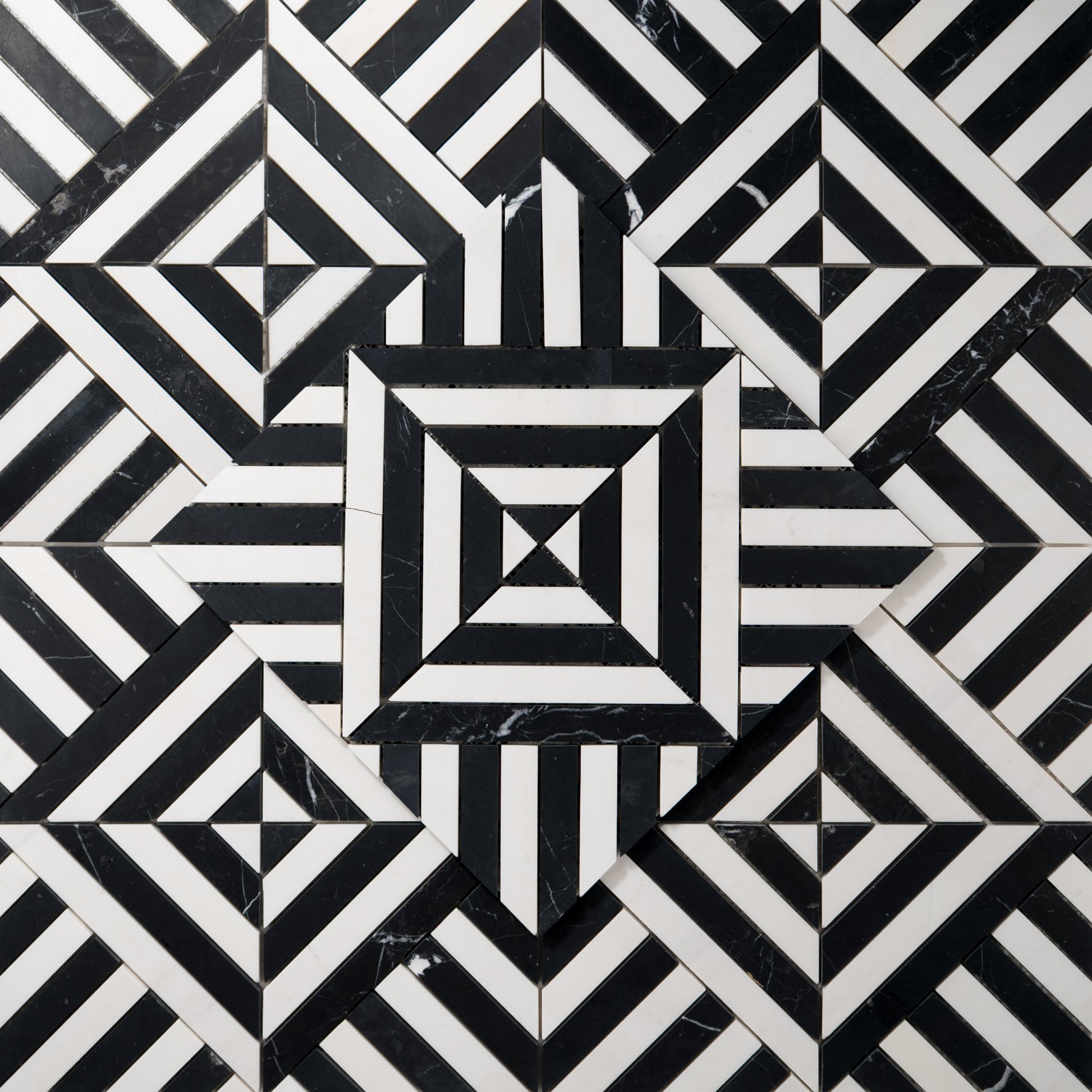 Black and white geometric tile pattern