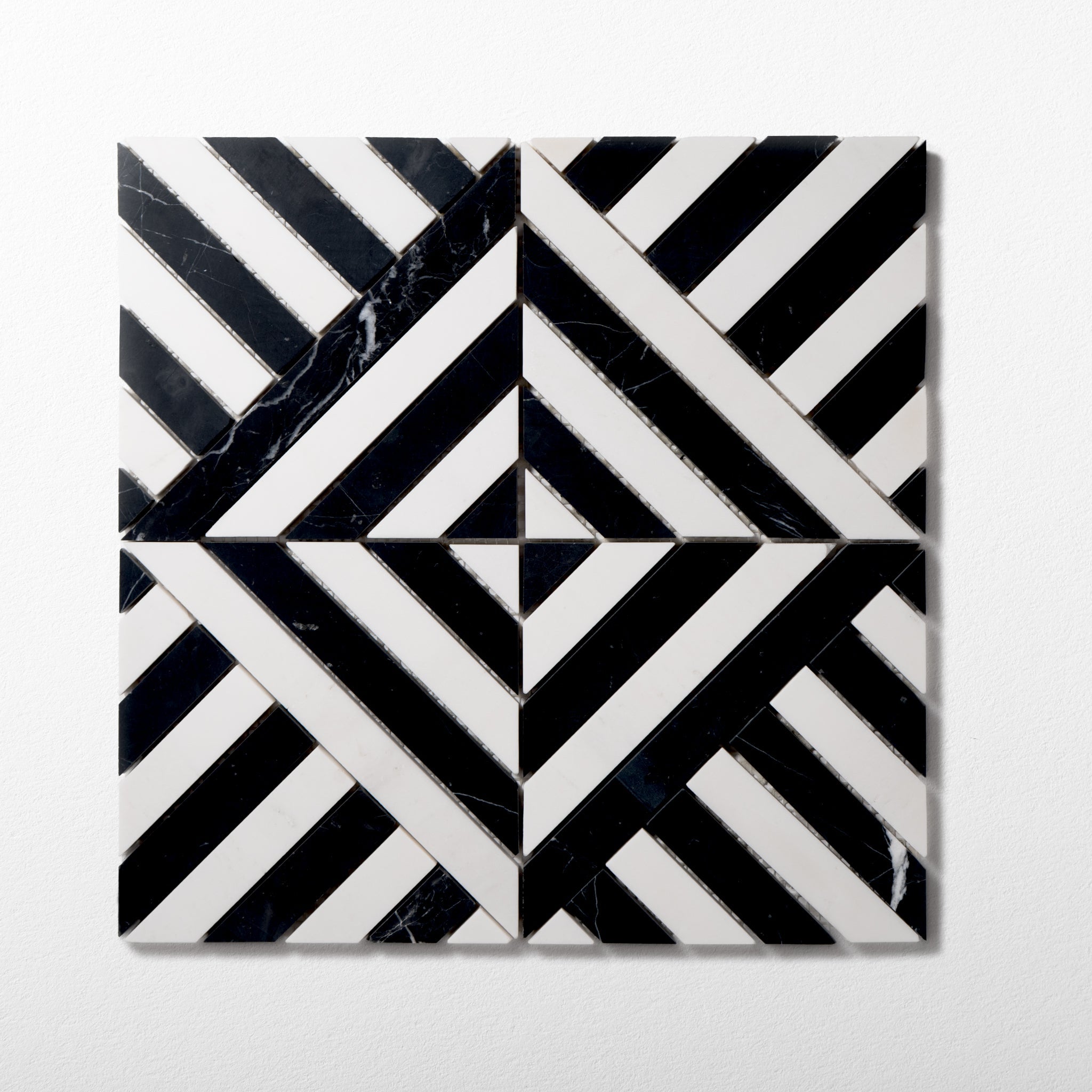 Horizon Nero Marquina and Dolomite Marble Honed Mosaic Tile