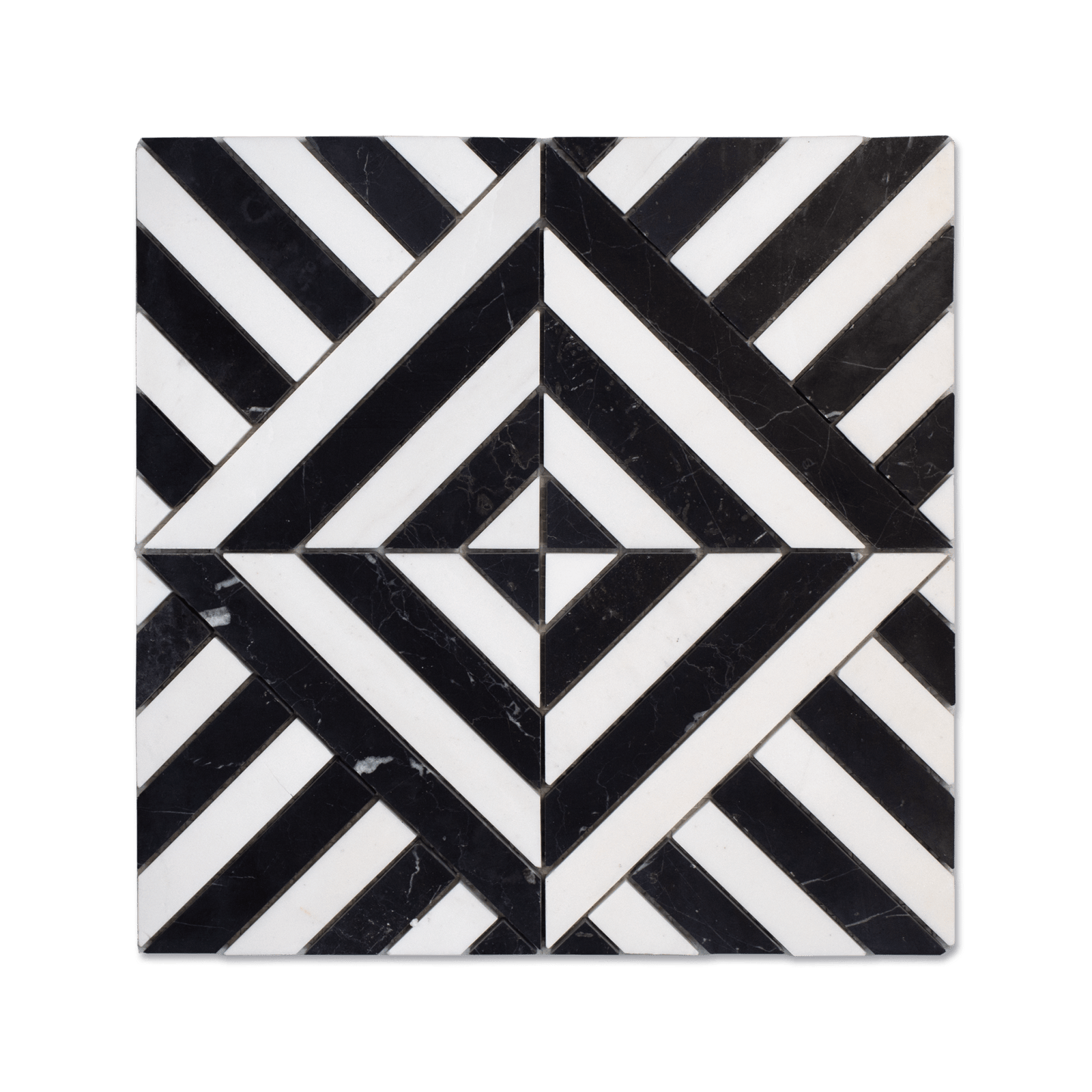 Horizon Nero Marquina and Dolomite Marble Honed Mosaic Tile - Cemento Collection