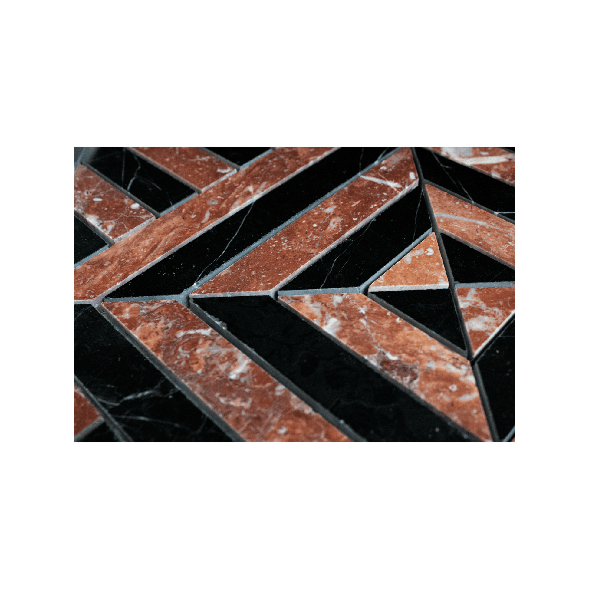 Horizon Rojo Alicante and Nero Marquina Marble Polished Mosaic Tile - Cemento Collection
