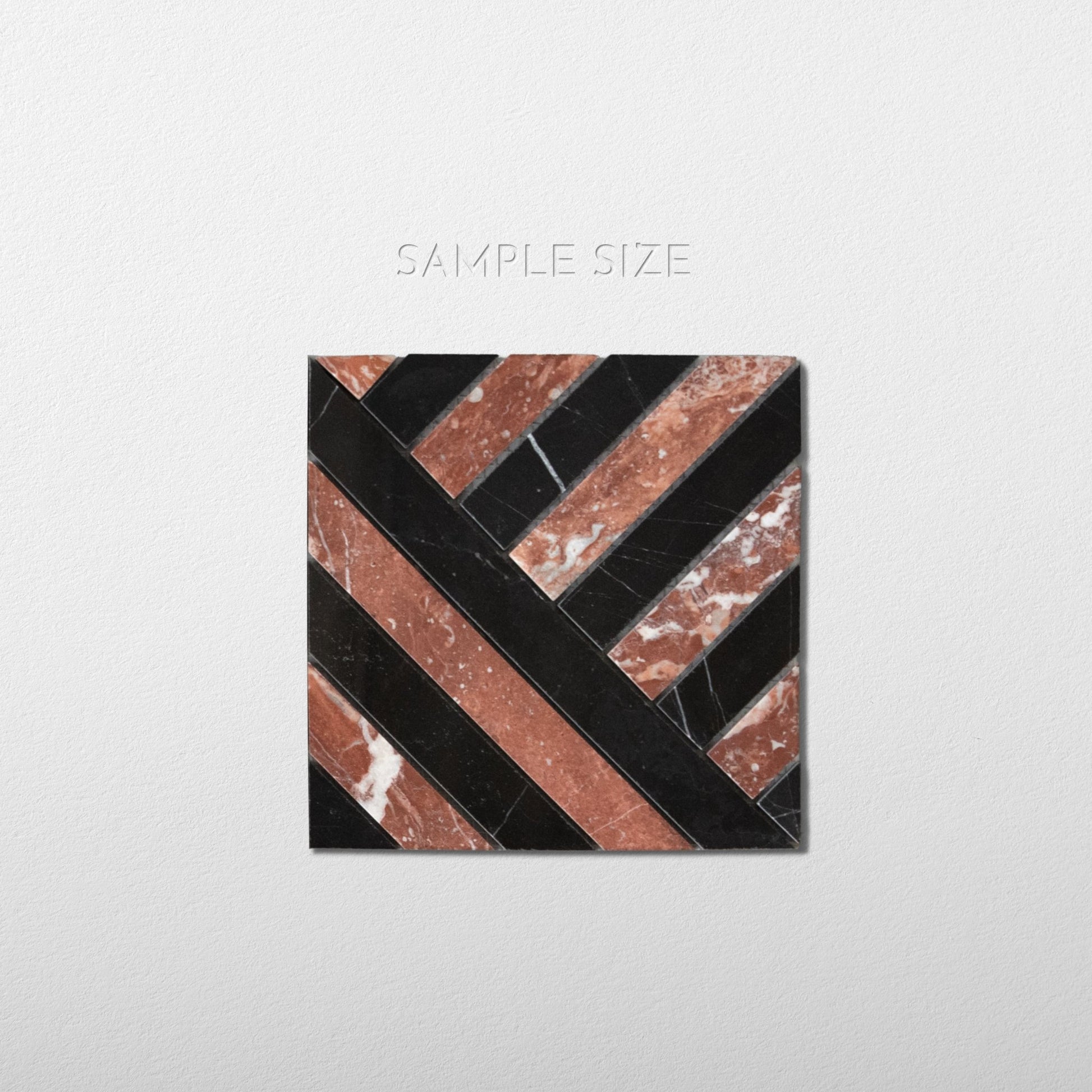 Horizon Rojo Alicante and Nero Marquina Marble Polished Mosaic Tile sample