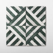 Horizon Verde Alpi and Arabescato Corchia Marble Honed Mosaic Tile