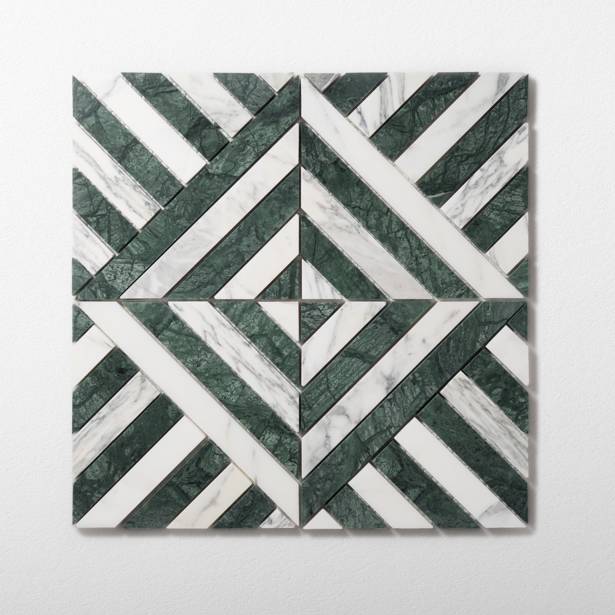 Horizon Verde Alpi and Arabescato Corchia Marble Honed Mosaic Tile