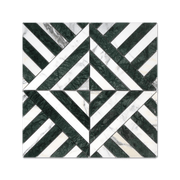 Horizon Verde Alpi and Arabescato Corchia Marble Honed Mosaic Tile - Cemento Collection