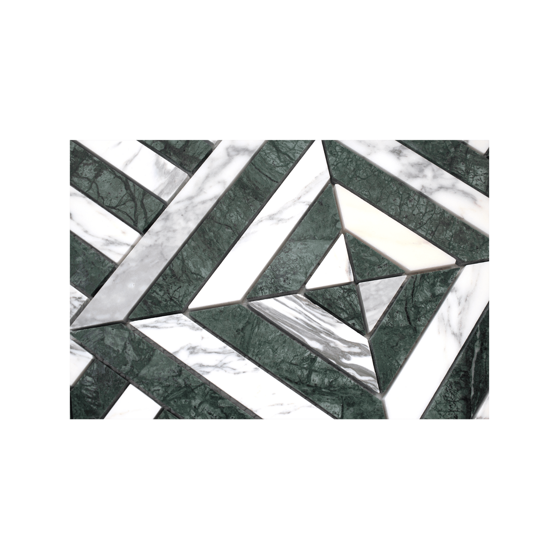 Horizon Verde Alpi and Arabescato Corchia Marble Honed Mosaic Tile - Cemento Collection